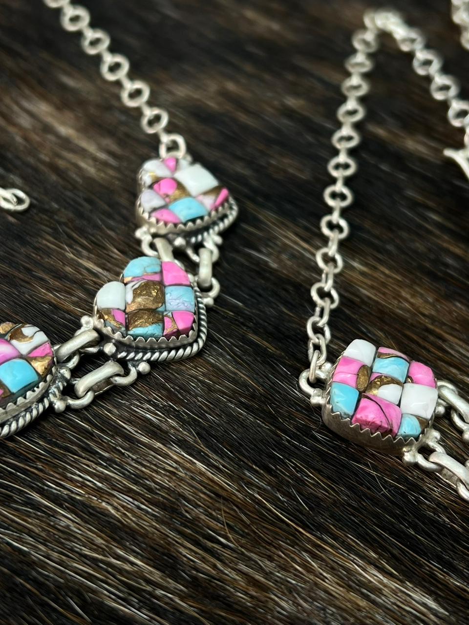 Handmade Sterling Silver Cotton Candy Necklace "Signed Nizhoni"