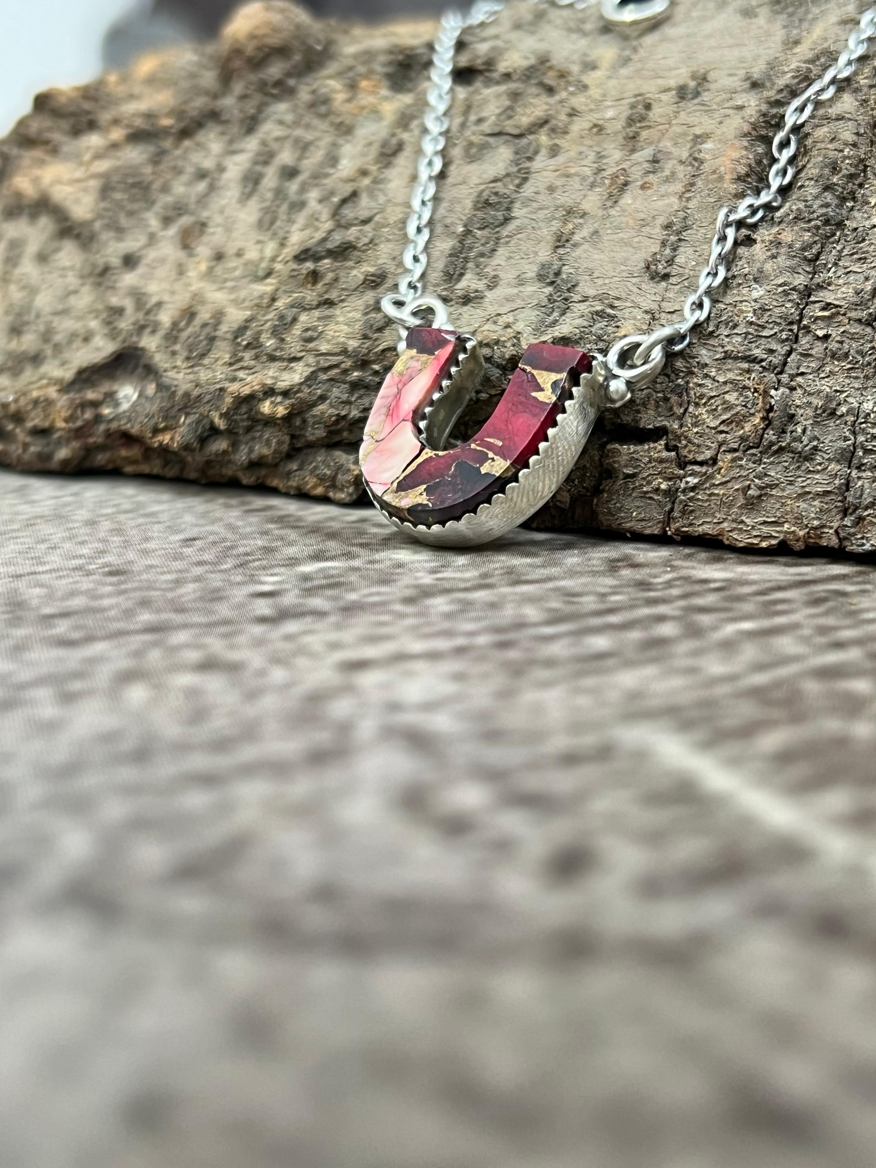 Handmade Sterling Silver Dahlia Rose Necklace with Signed Nizhoni