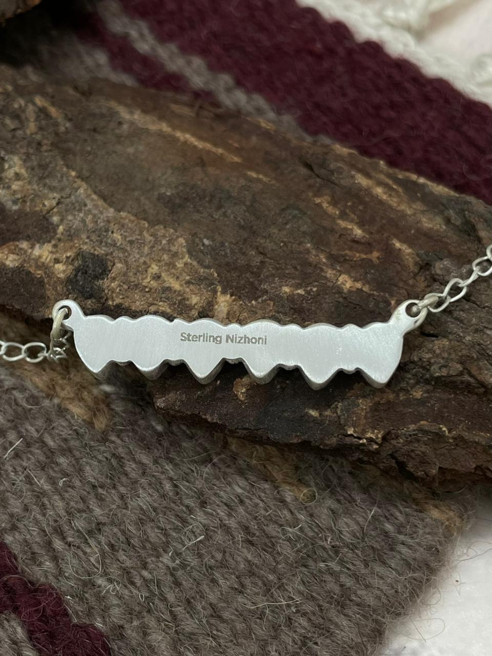 Handmade Sterling Silver Kingman Turquoise Necklace "Signed Nizhoni"