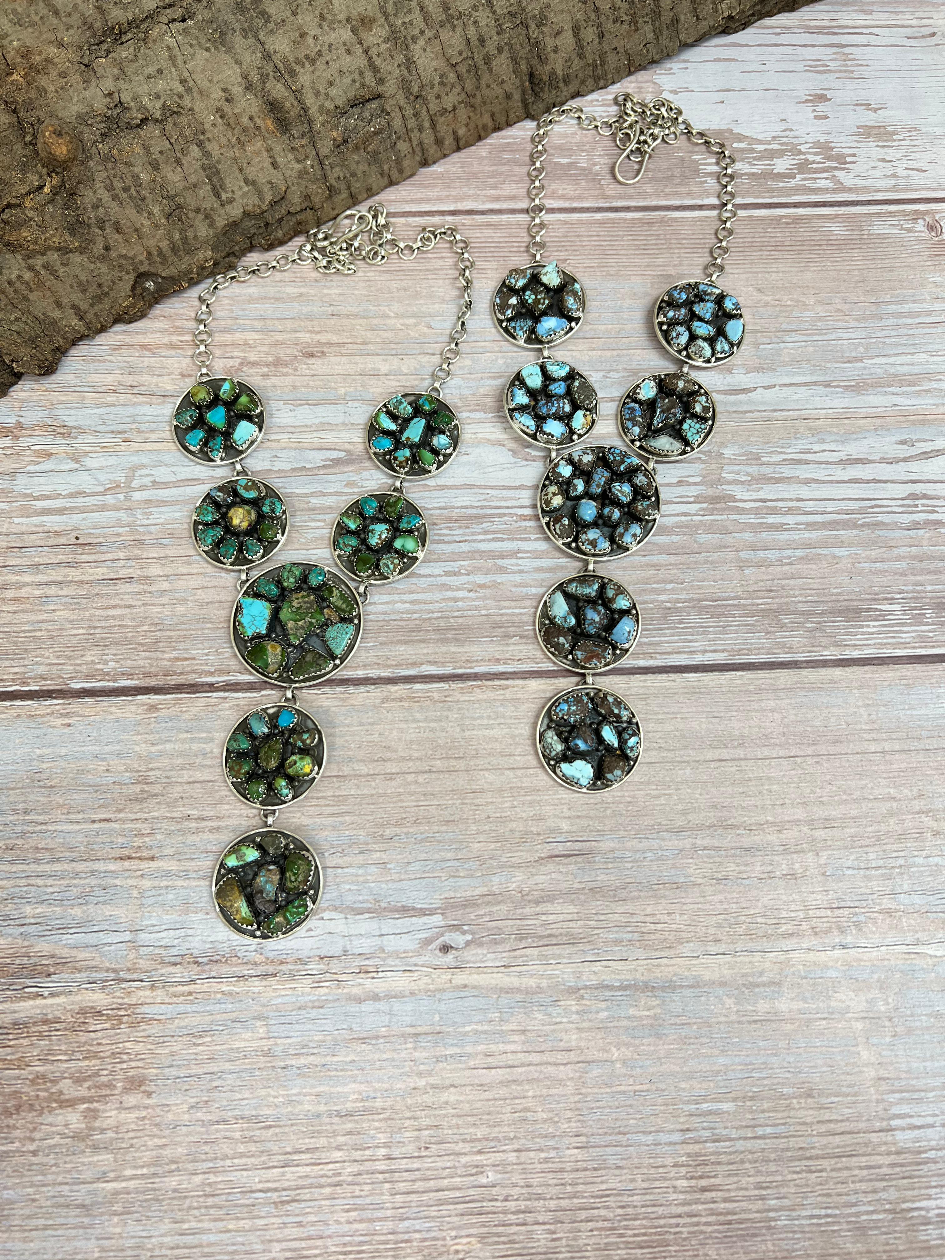 Handmade Sterling Silver Golden Hill Turquoise, Sonoran Mountain Turquoise Necklace, Signed Nizhoni