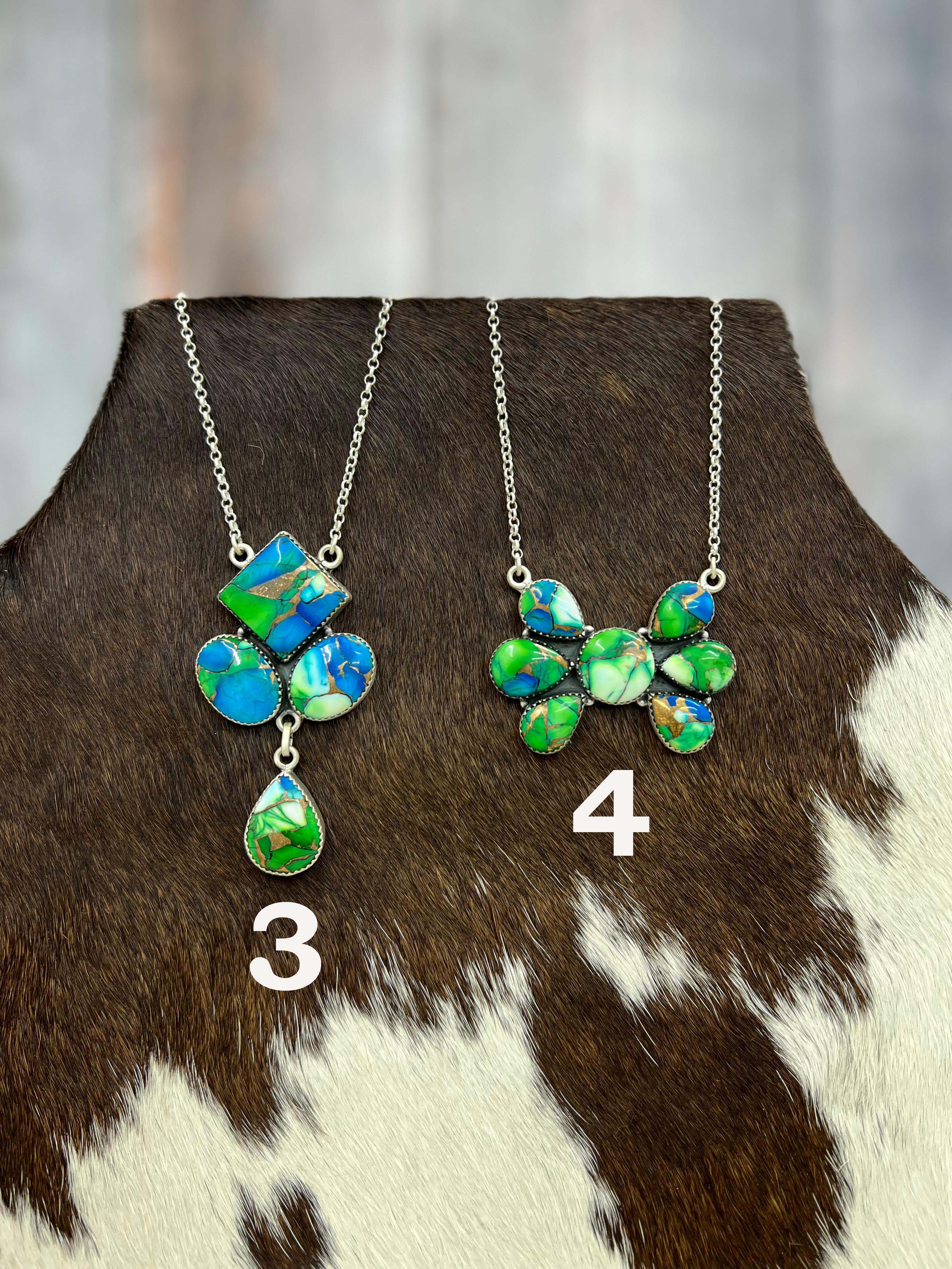 Handmade Sterling Silver Peacock Dahlia Necklace with Signed Nizhoni