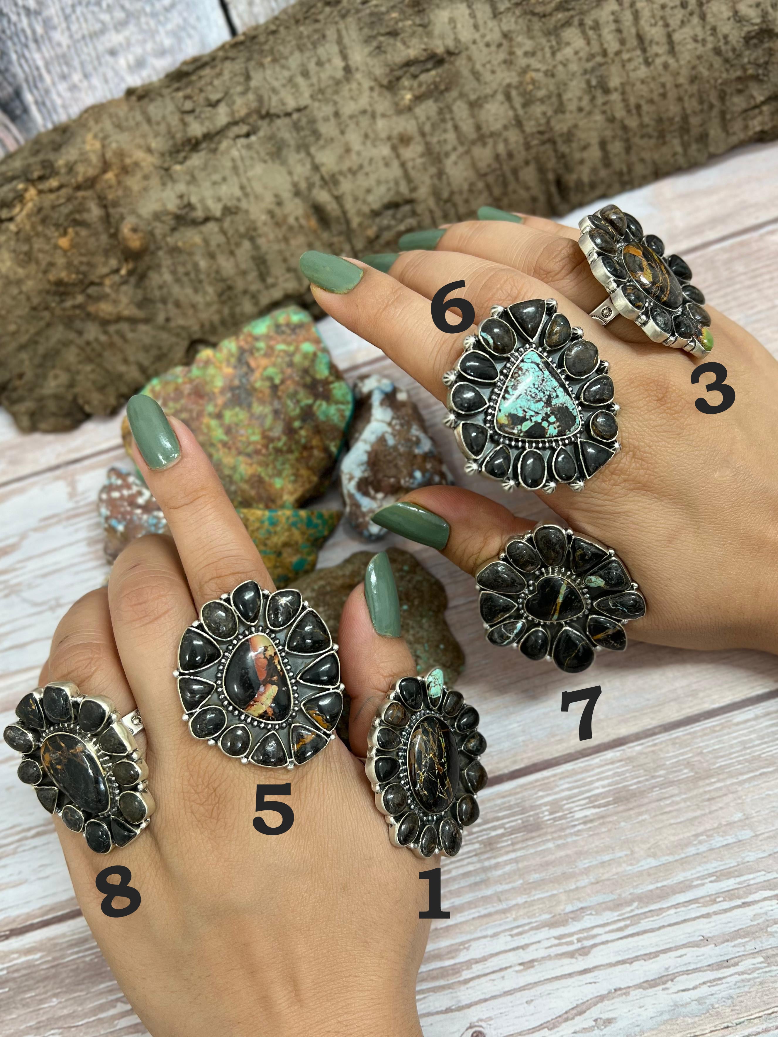 Handmade Sterling Silver Black Jack Adjustable Ring with Signed Nizhoni (2)