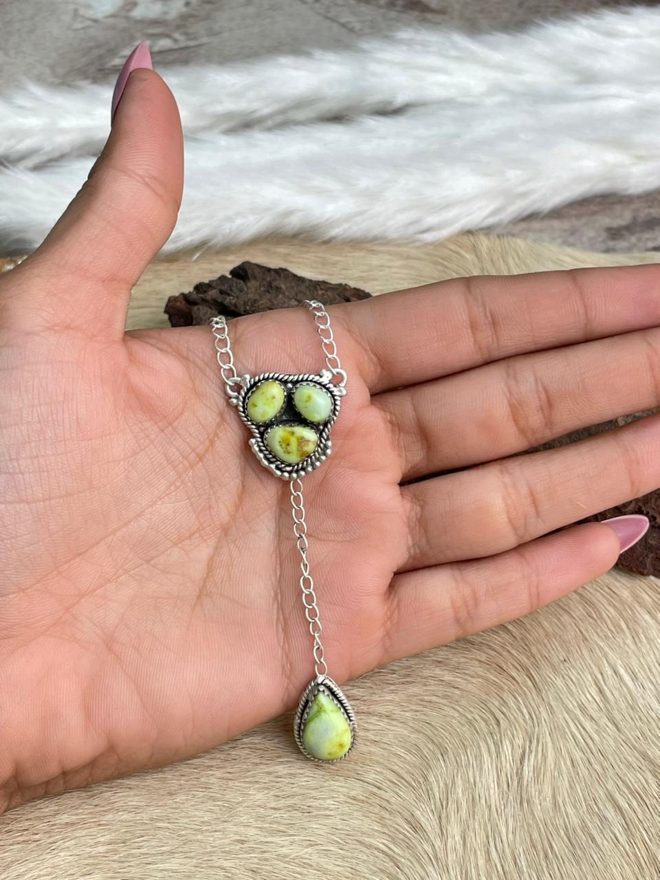 Handmade Sterling Silver Palomino Turquoise Necklace "Signed Nizhoni"