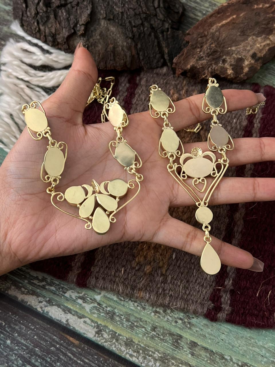 “The Golden Collection” Handmade Number 8 Turquoise with Gold Drop Necklace