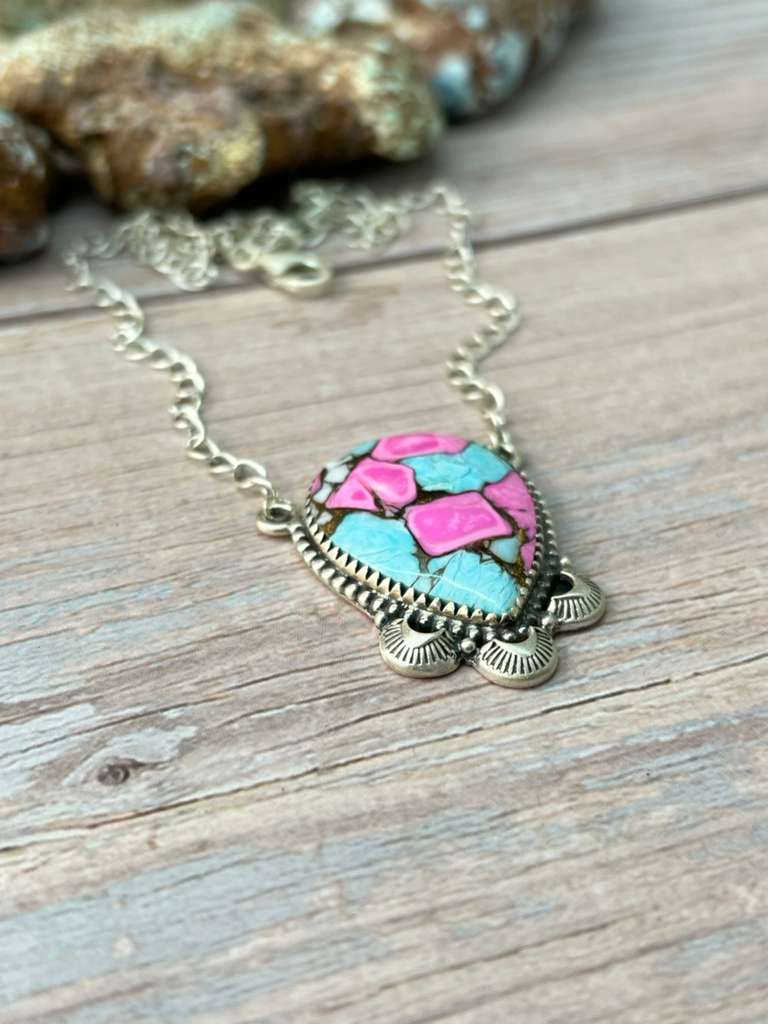 Handmade Sterling Silver Cotton Candy Necklace "Signed Nizhoni"