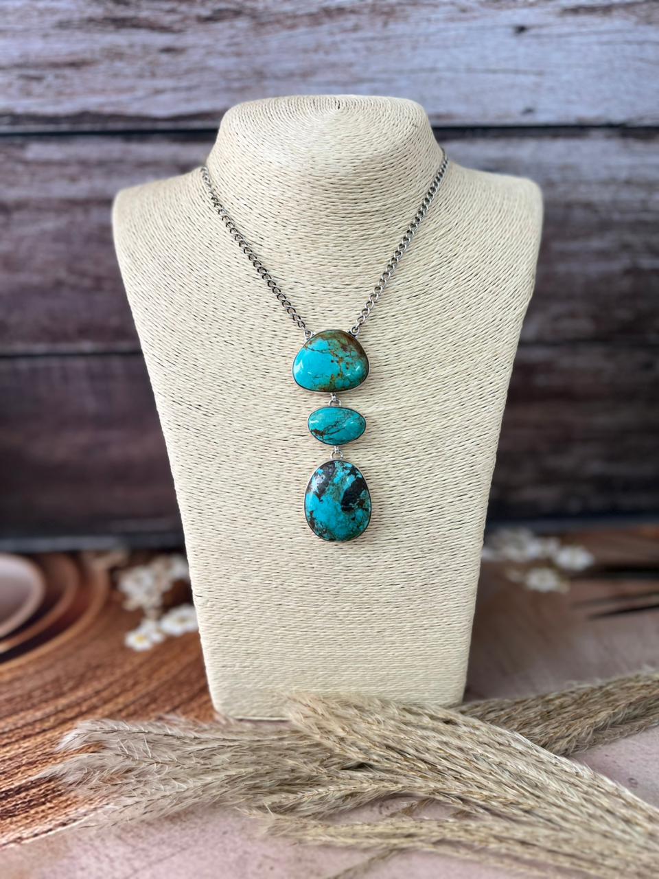 Handmade Sterling Silver Royston Turquoise Necklace "Signed Nizhoni"