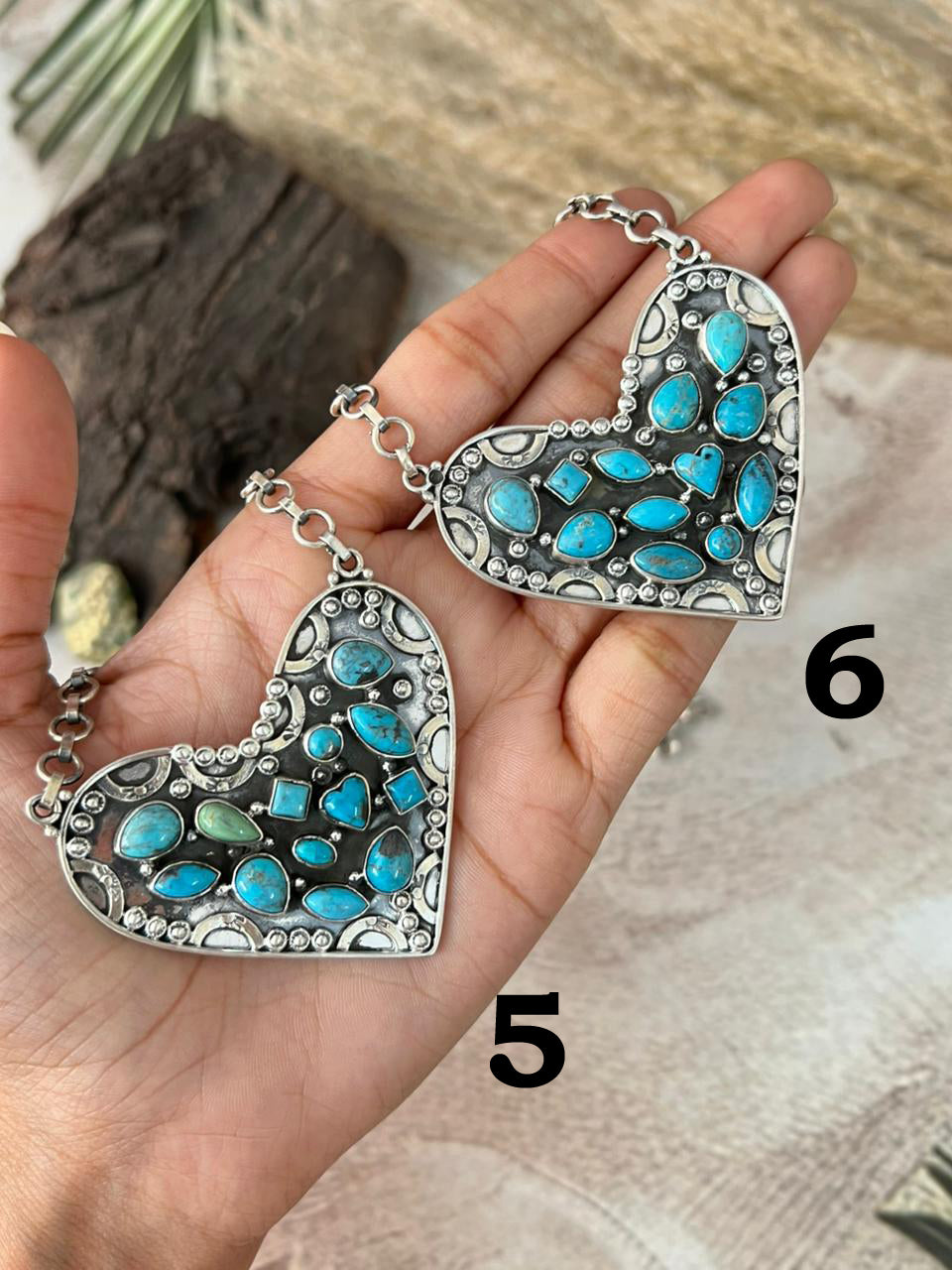 Handmade Sterling Silver Arizona Blue Turquoise Heart Necklace "Signed Nizhoni"