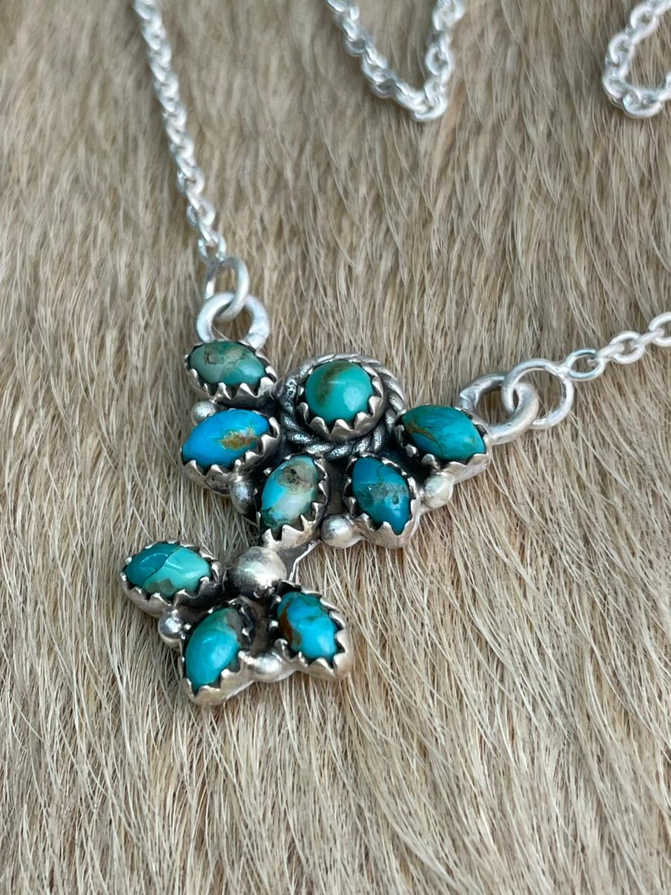 Handmade Sterling Silver Kingman Turquoise Necklace "Signed Nizhoni"