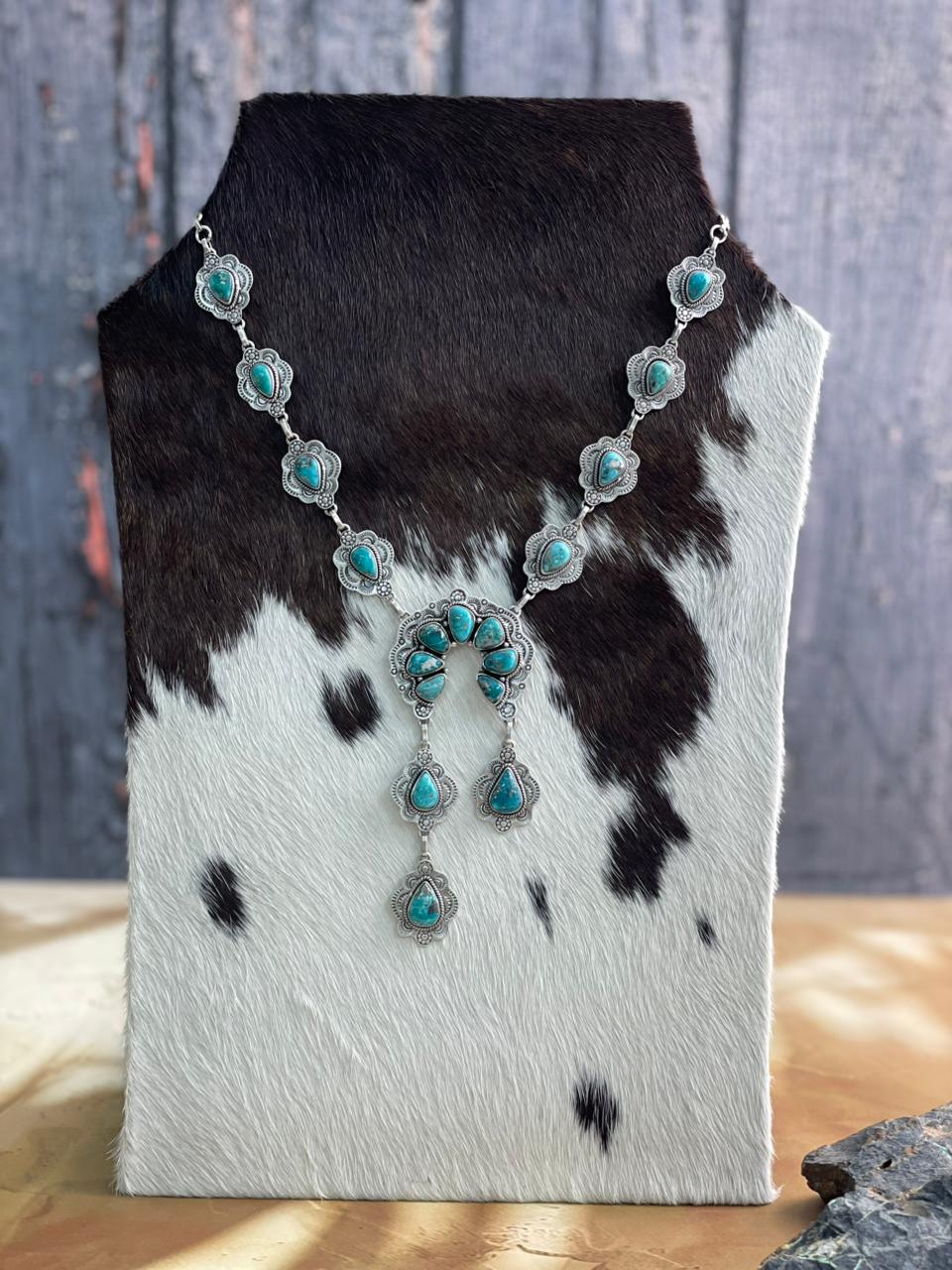 Handmade Sterling Silver Multi Stones Necklace "Signed Nizhoni"