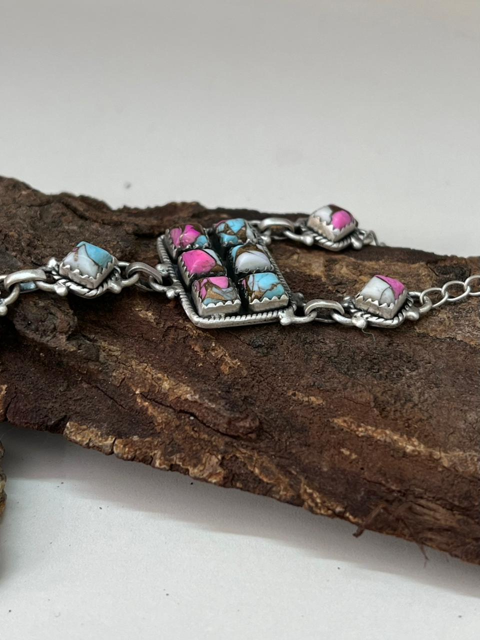 Handmade Sterling Silver Cotton Candy Drop Necklace "Signed Nizhoni"