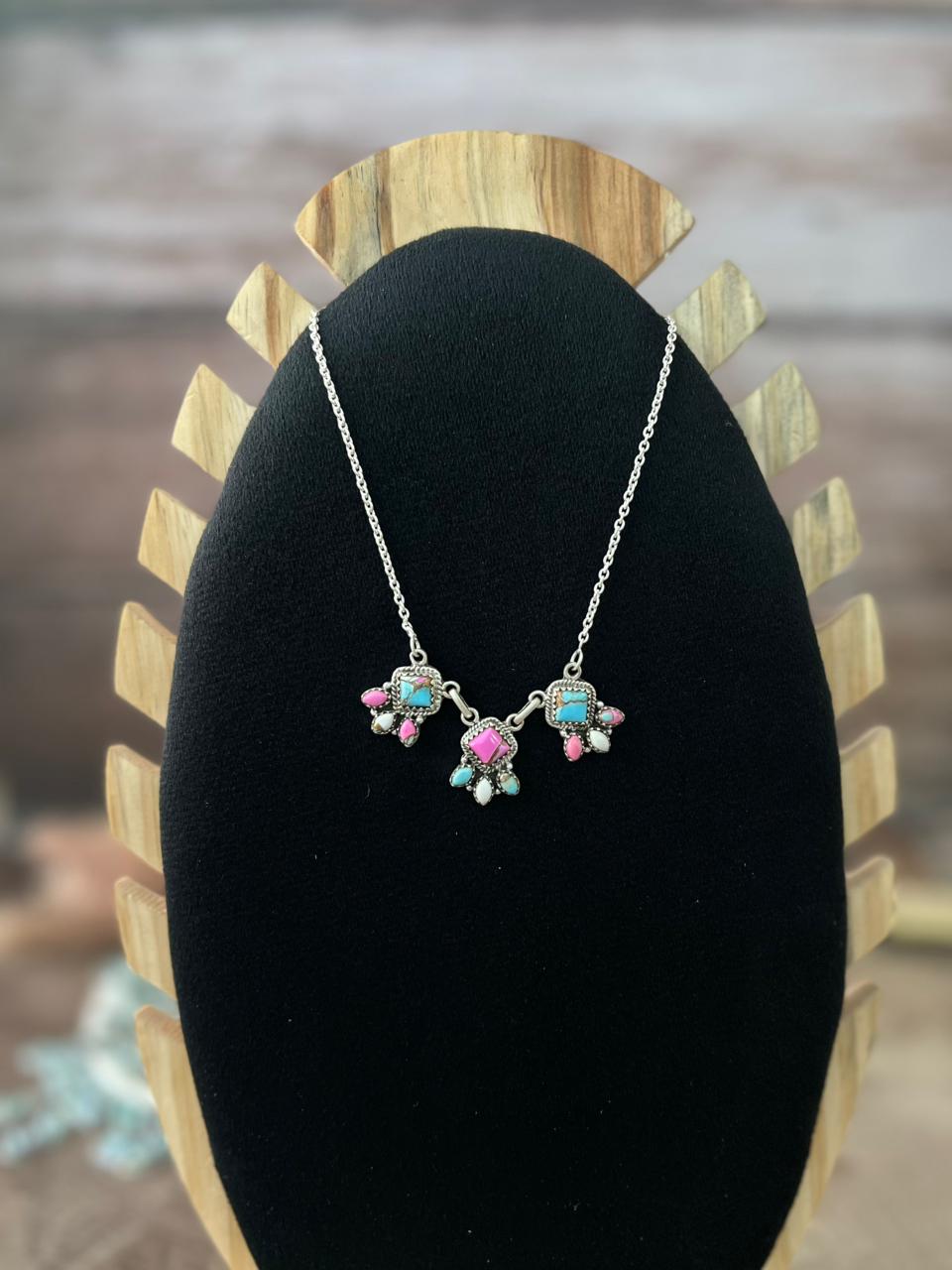 Handmade Sterling Silver Cotton Candy Necklace "Signed Nizhoni"