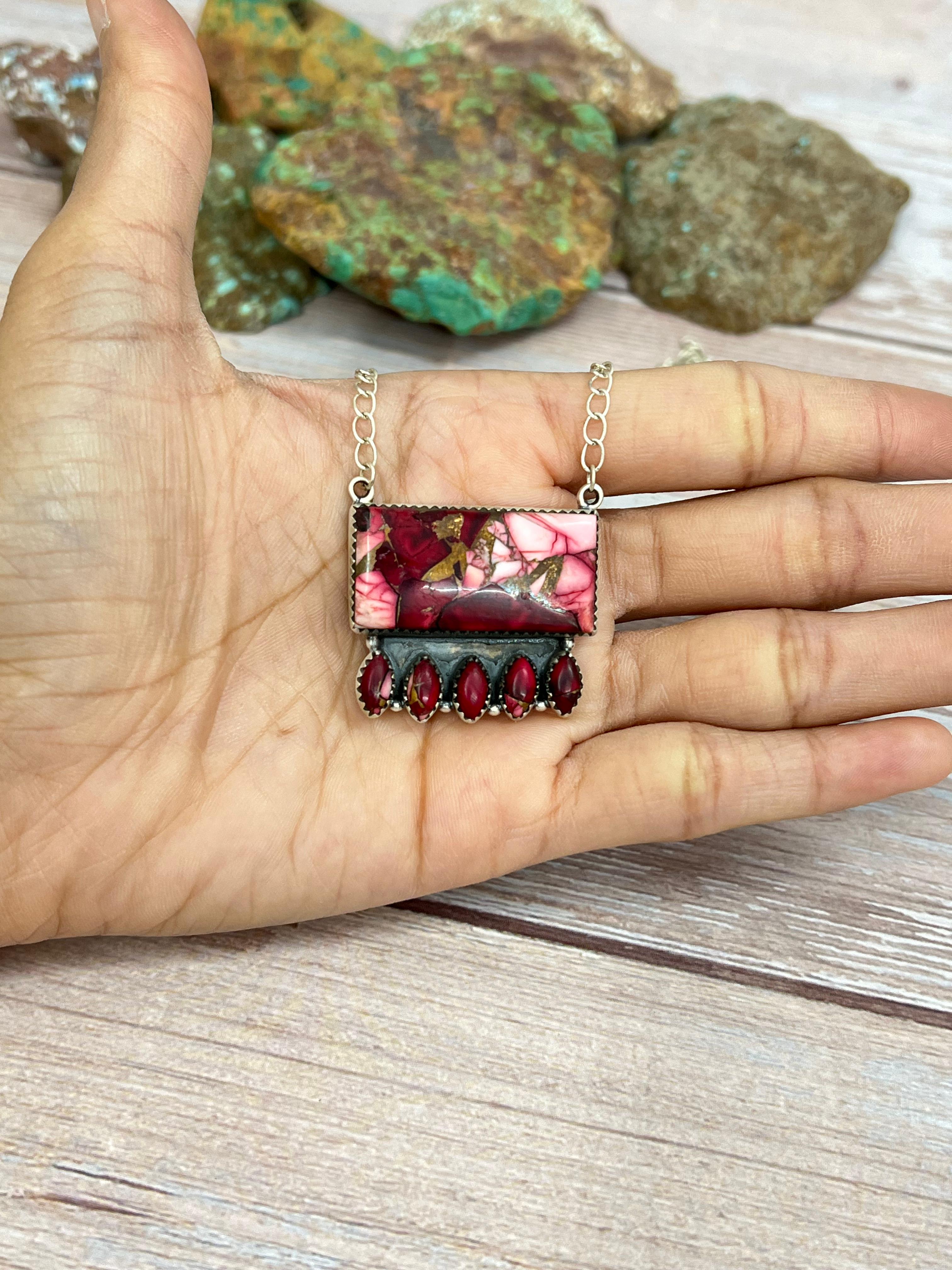 Handmade Sterling Silver Dahlia Rose Necklace with Signed Nizhoni (4)