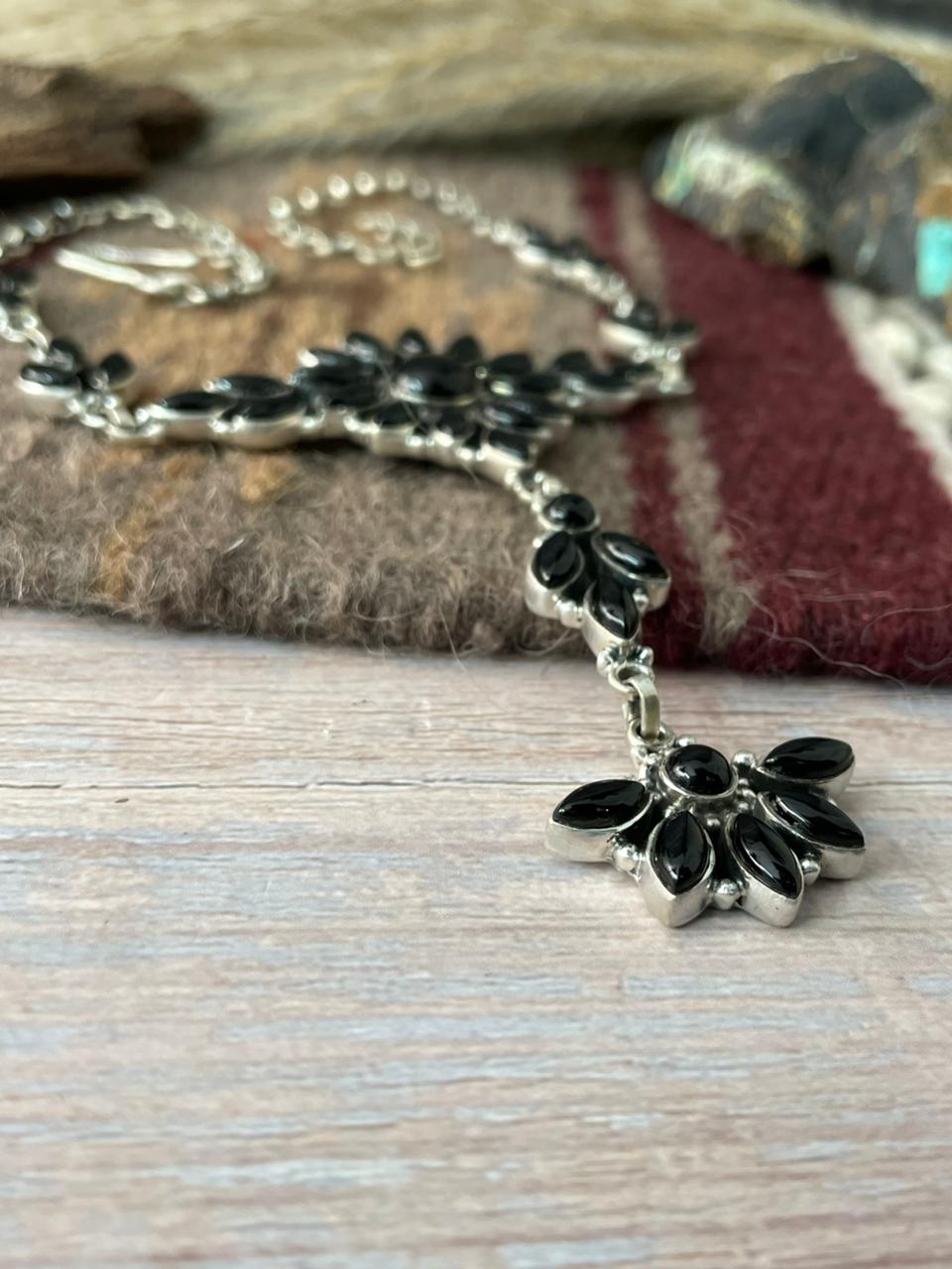 Handmade Sterling Silver Black Onyx Necklace "Signed Nizhoni"