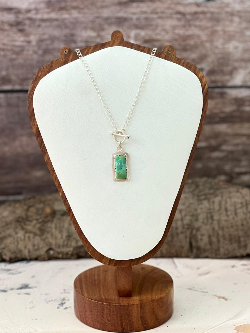 Handmade Sterling Silver Kingman Turquoise Lariat Necklace "Signed Nizhoni"