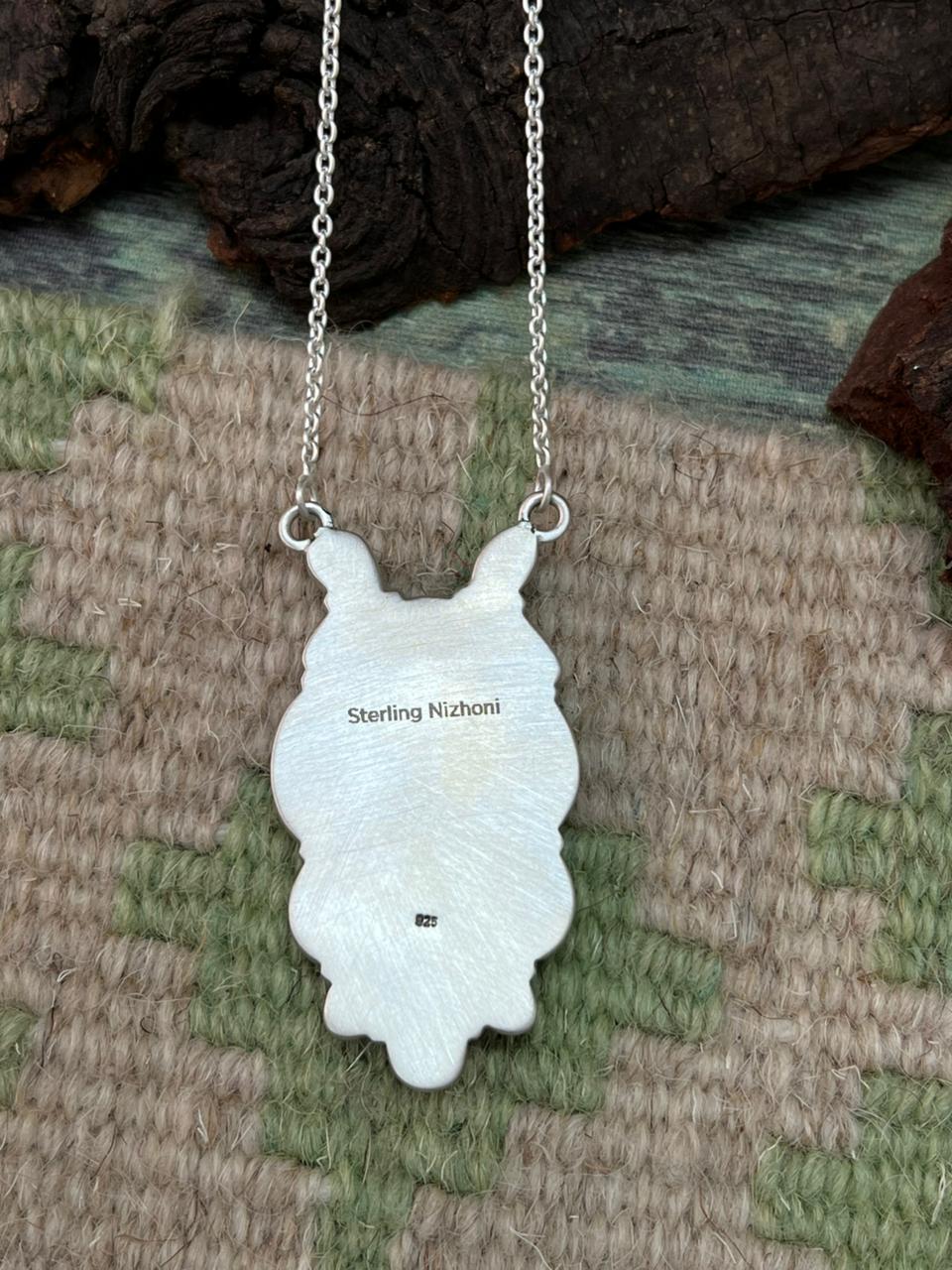 Handmade Sterling Silver Cotton Candy with White Water Necklace "Signed Nizhoni"
