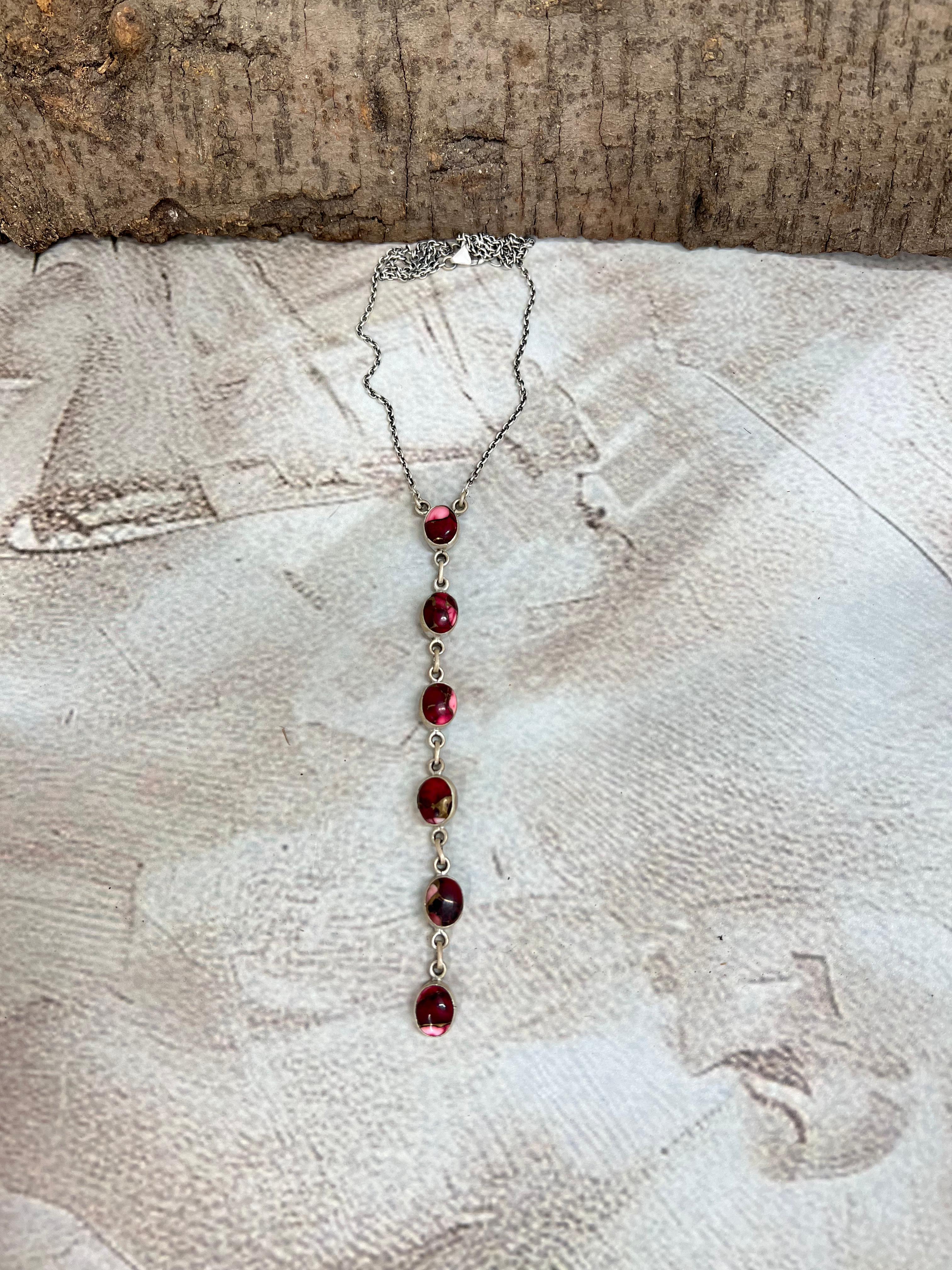 Handmade Sterling Silver Dahlia Rose Necklace with Signed Nizhoni