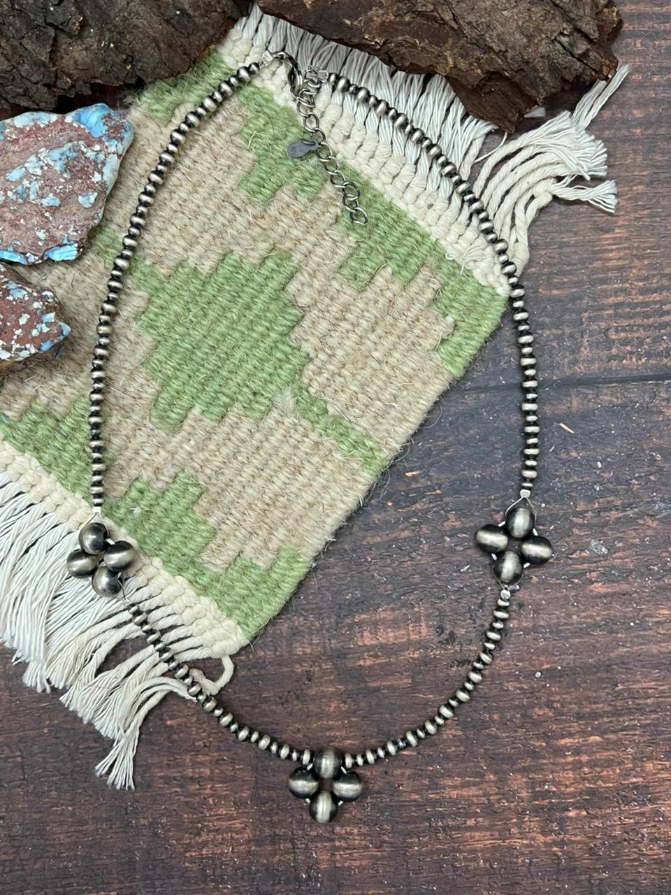 Handmade Sterling Silver Beaded Necklace "Signed Nizhoni" (8)