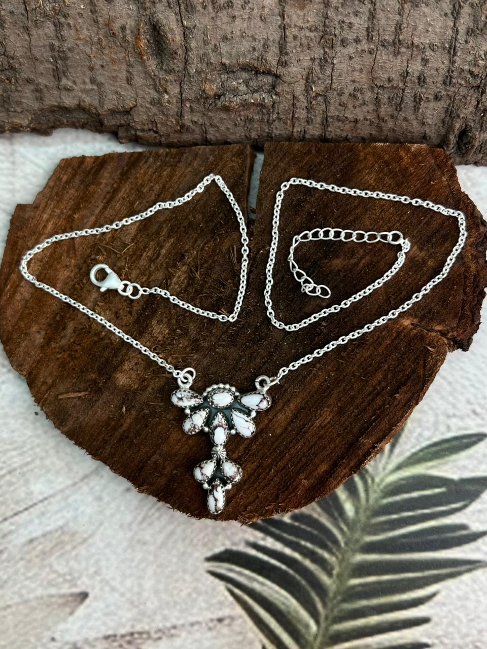 Handmade Sterling Silver Wildhorse Magnesite Necklace "Signed Nizhoni"