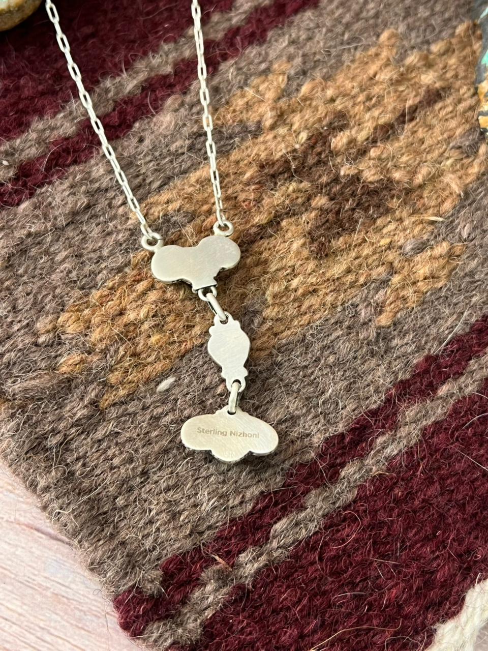 Handmade Sterling Silver Wildhorse Magnesite with Kingman Turquoise Necklace "Signed Nizhoni"