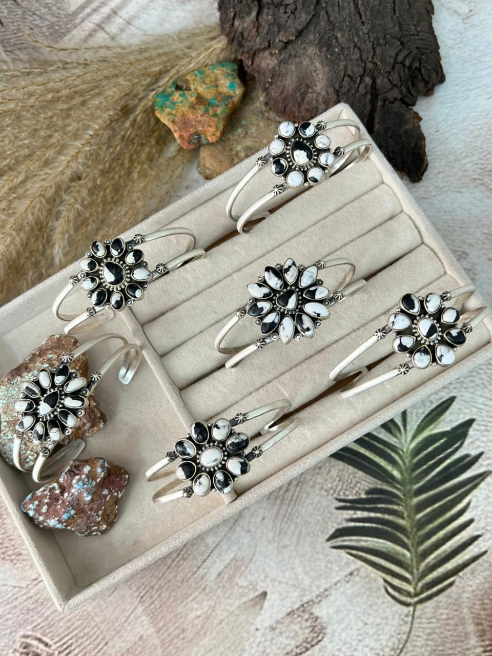 Handmade Sterling Silver White Buffalo Bracelet "Signed Nizhoni"