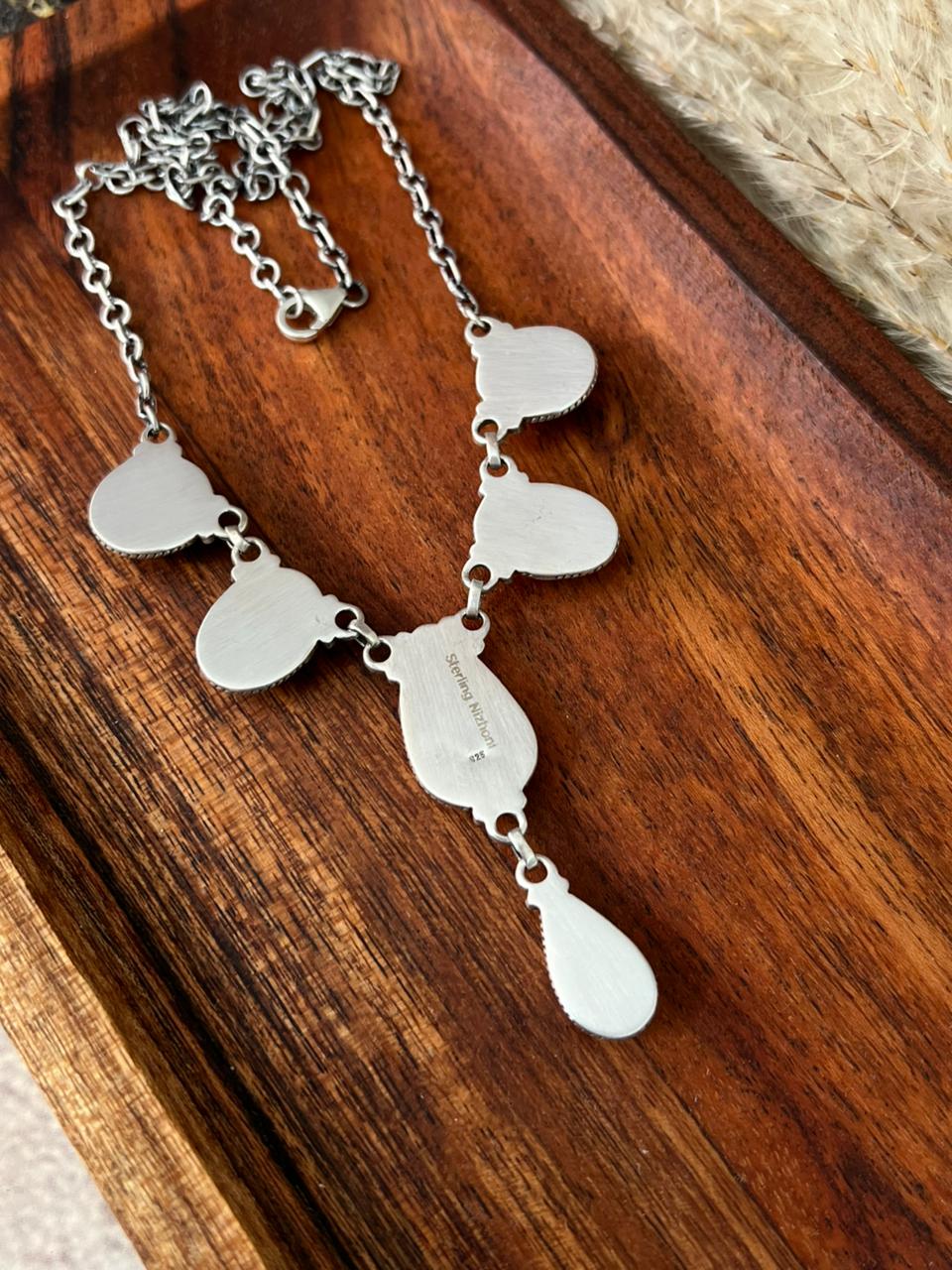 Handmade Sterling Silver Number 8 Turquoise Necklace "Signed Nizhoni"