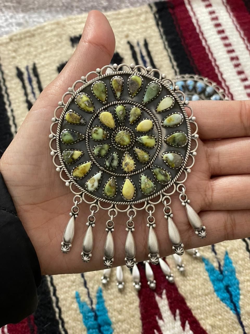 Handmade Sterling Silver Multi Stone Pendant "Signed Nizhoni"