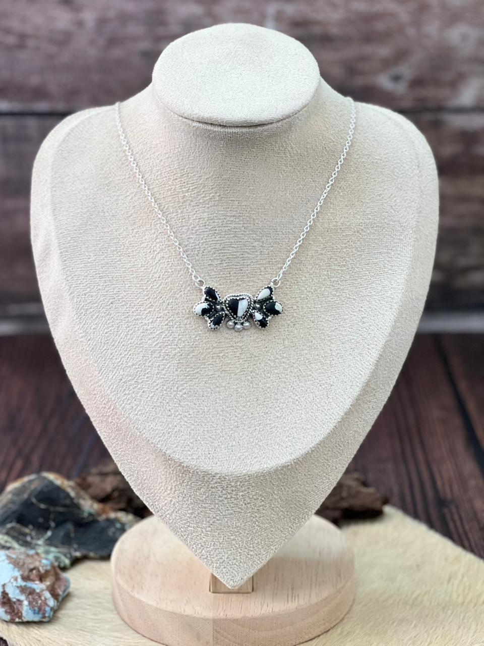 Handmade Sterling Silver White Buffalo Necklace "Signed Nizhoni"