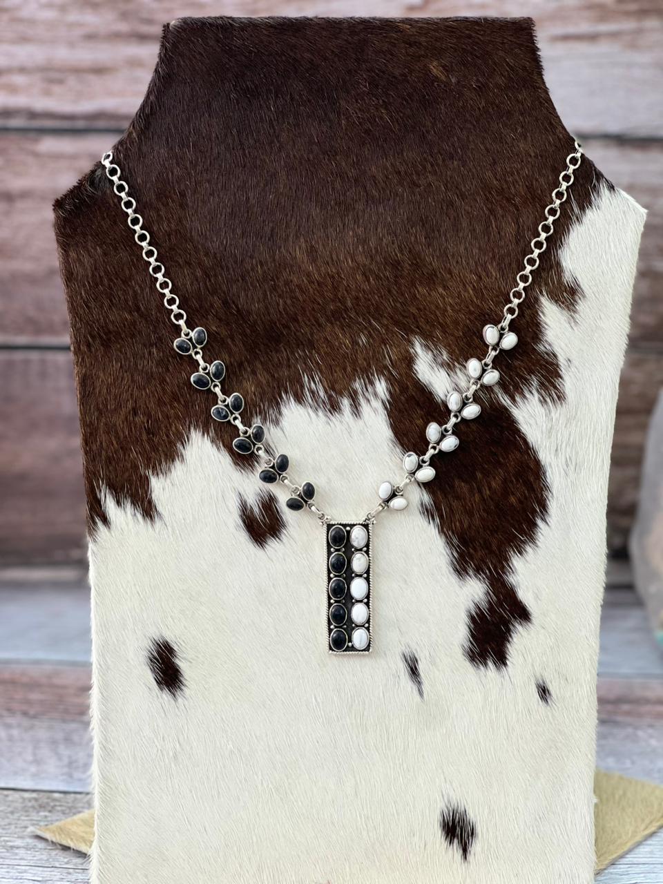 Handmade Sterling Silver White Buffalo Necklace "Signed Nizhoni"