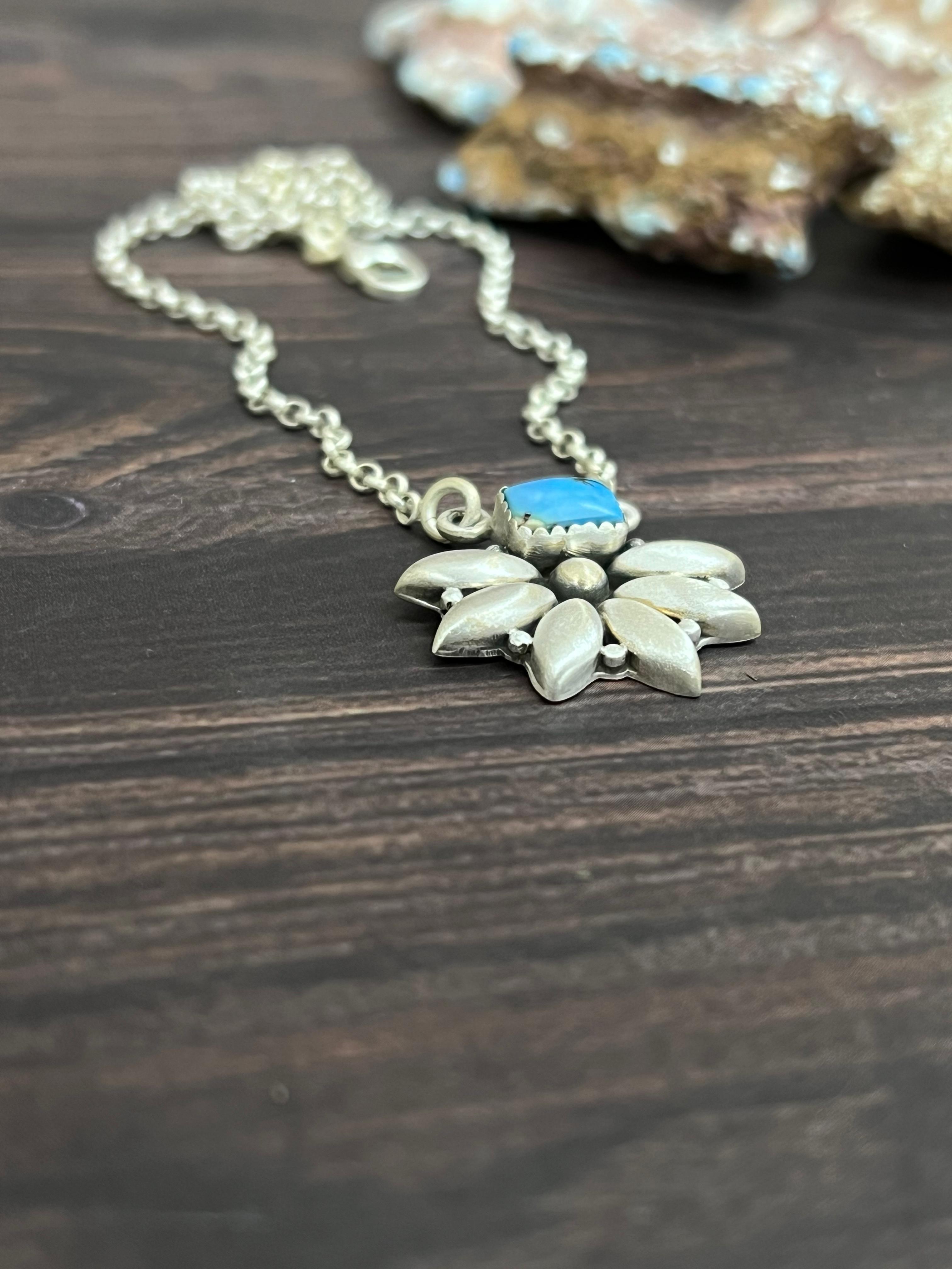 "Ball Collection" Handmade Sterling Silver Golden Hills Turquoise Necklace with Signed Nizhoni