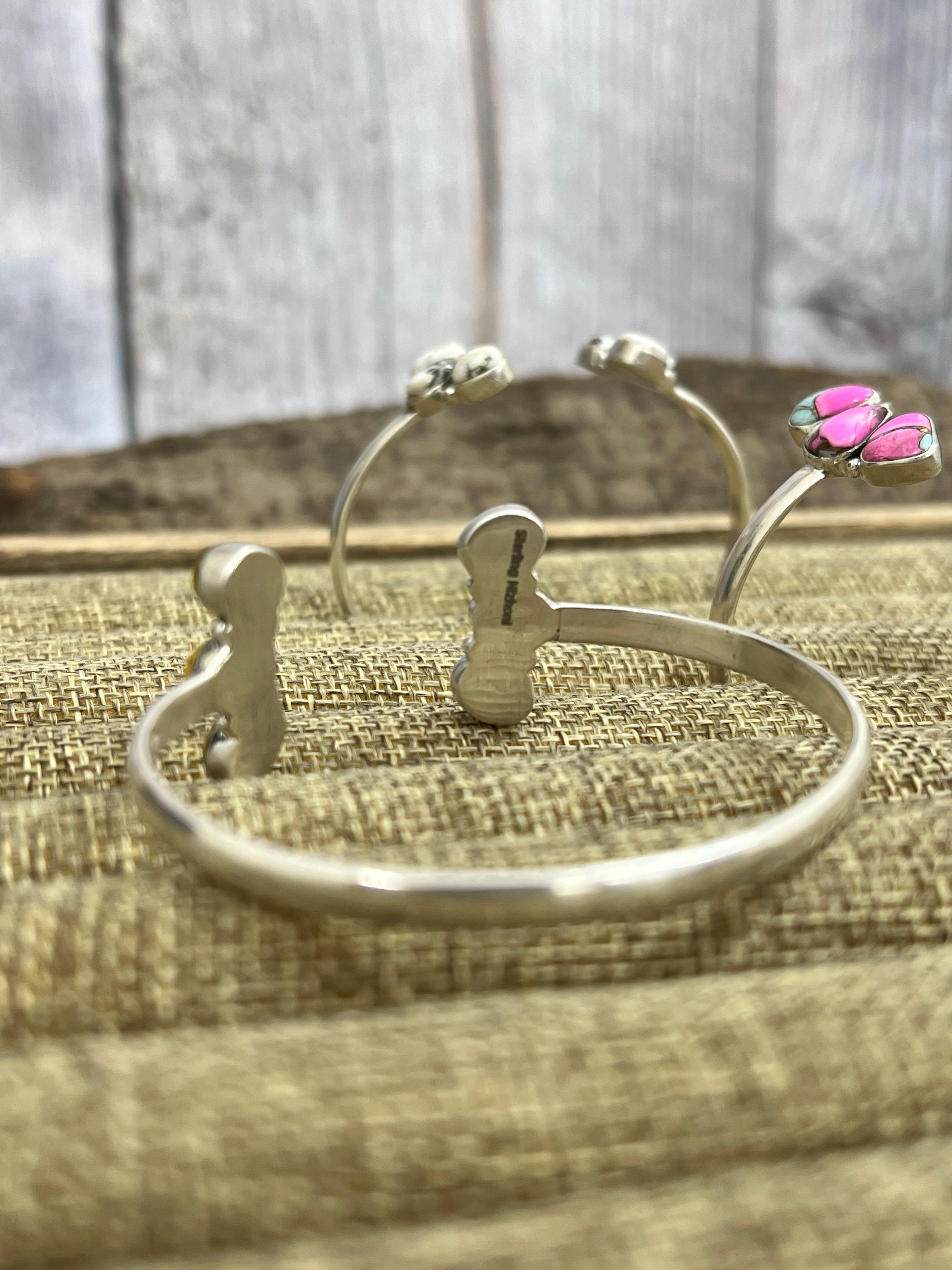 Handmade Sterling Silver Multi Stones Bracelet with Signed Nizhoni