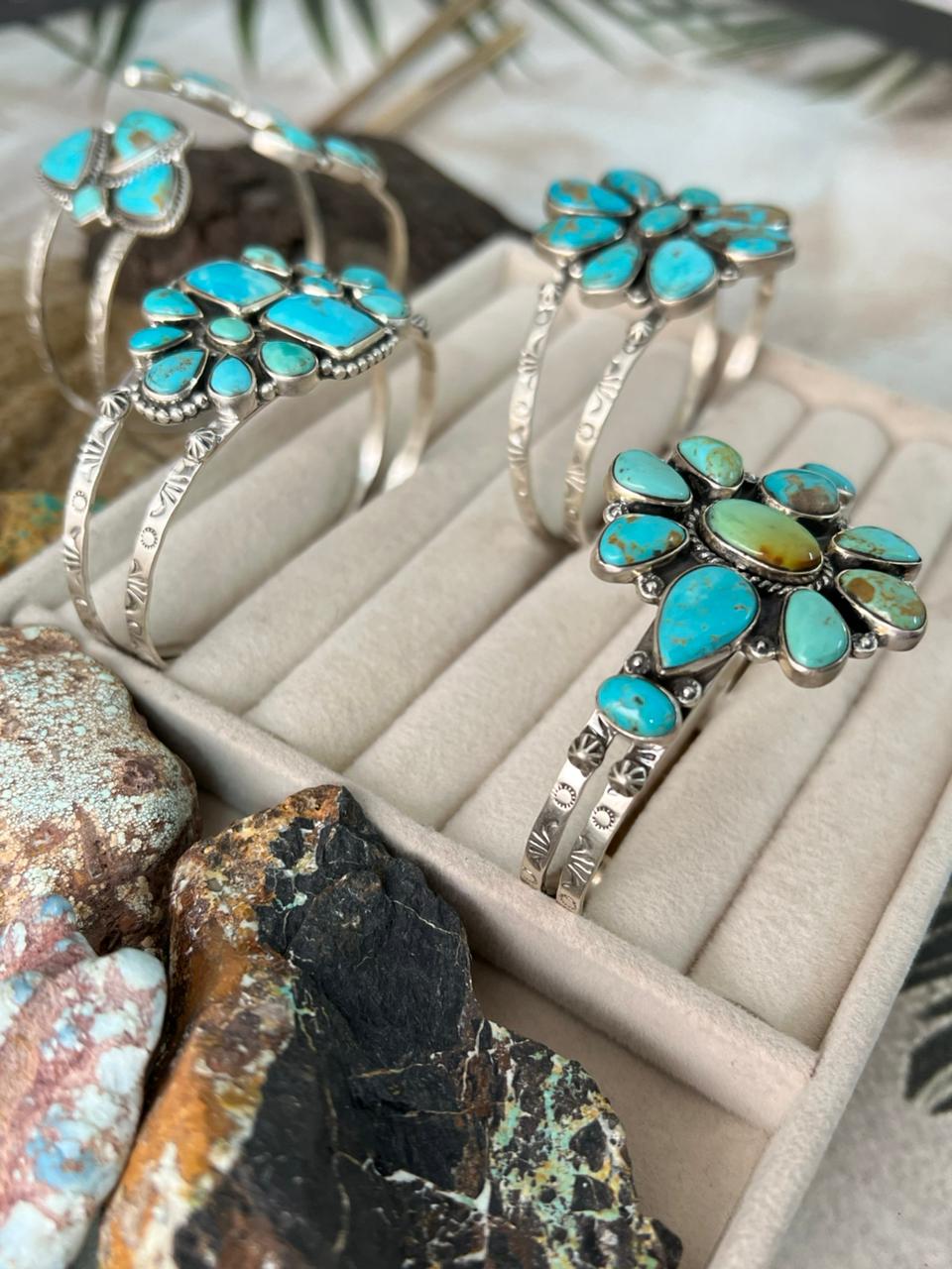 Handmade Sterling Silver Santa Maria Turquoise Bracelet "Signed Nizhoni"