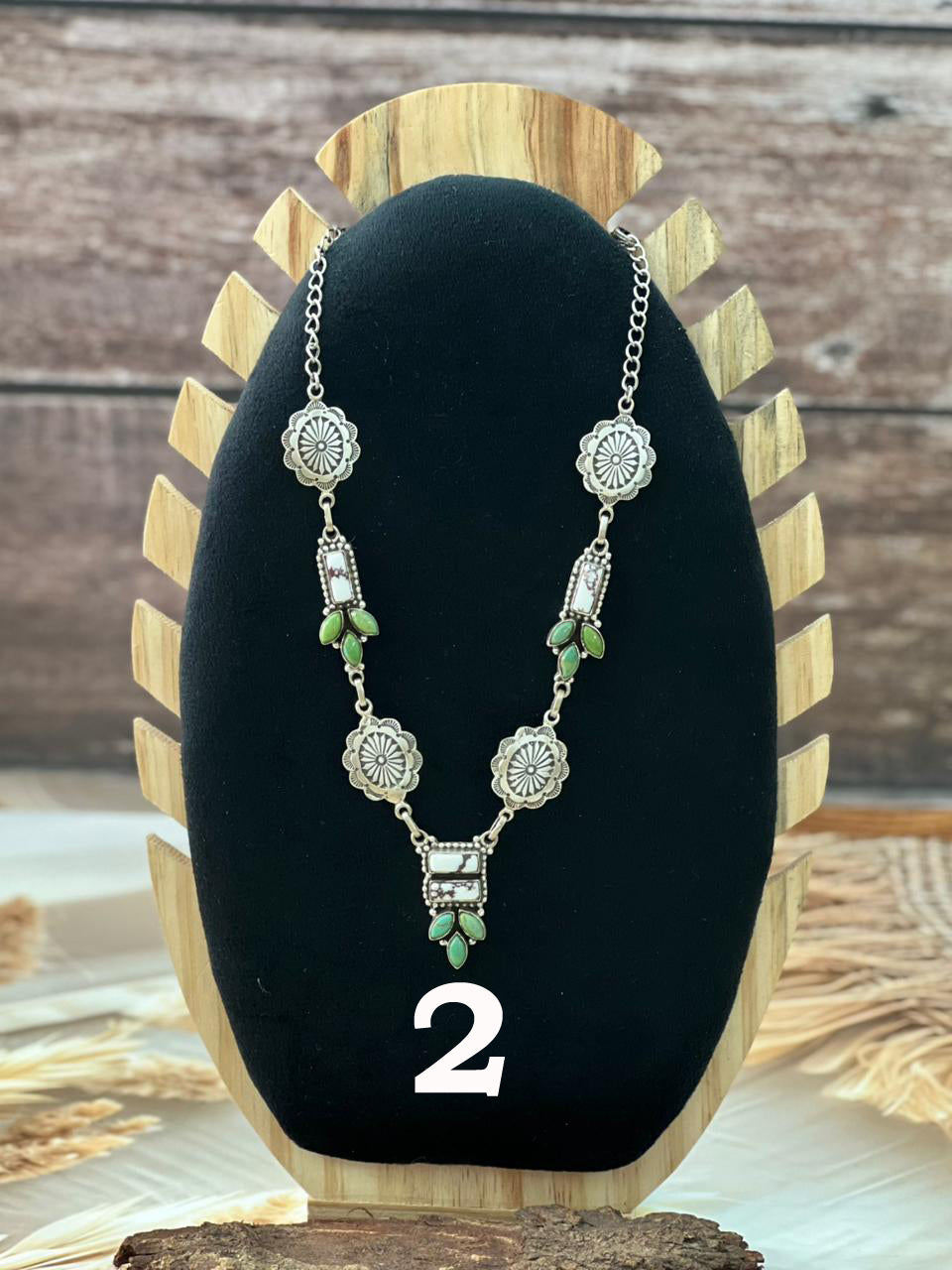 Handmade Sterling Silver Kingman Turquoise with Wild Horse Magnesite Necklace "Signed Nizhoni"