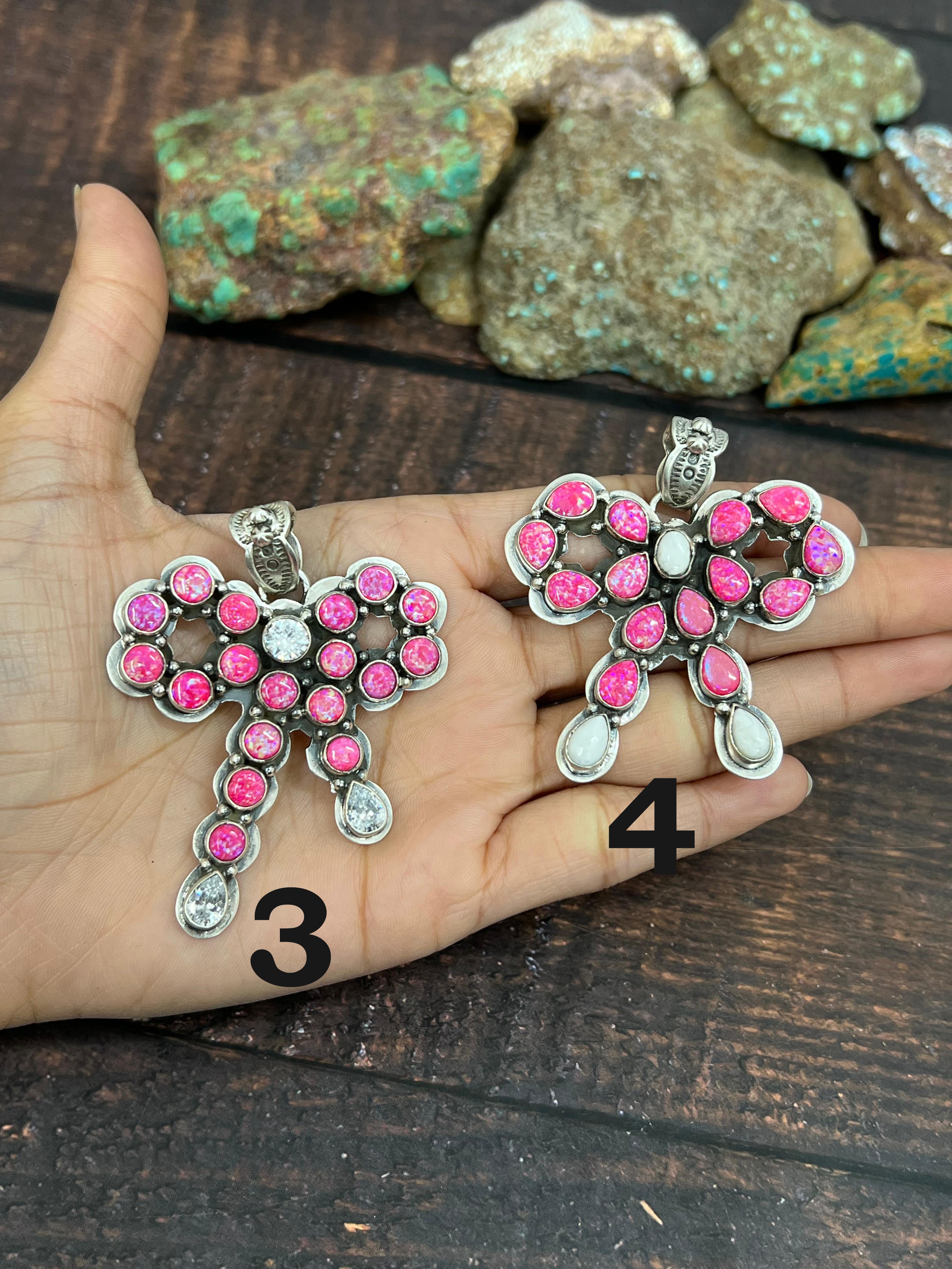 **Christmas Collection** Handmade Sterling Silver Multi Stones Pendant, Signed Nizhoni