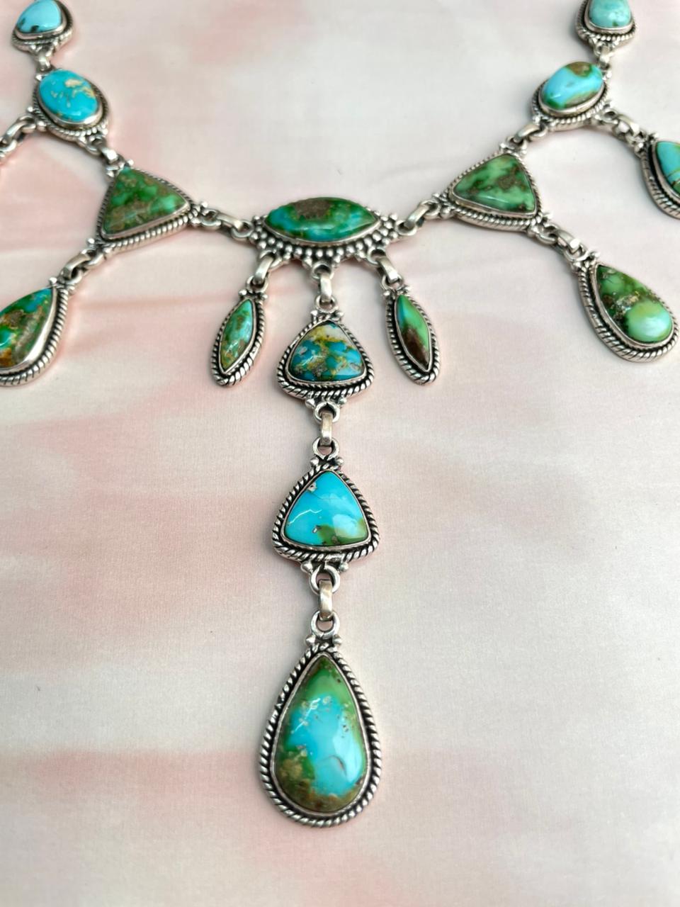 Handmade Sterling Silver Sonoran Mountain Turquoise Necklace "Signed Nizhoni"