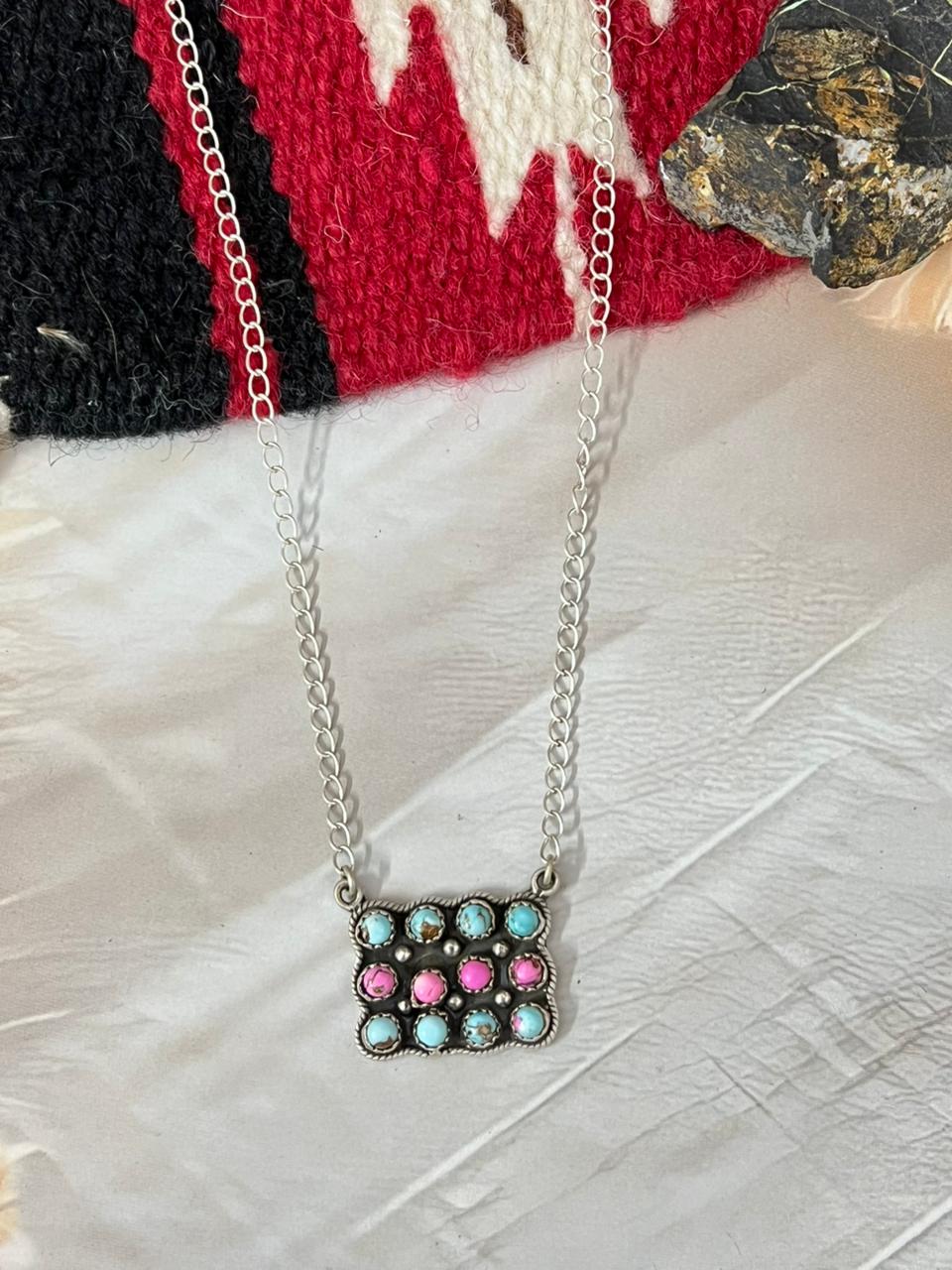 Handmade Sterling Silver Cotton Candy Necklace "Signed Nizhoni"