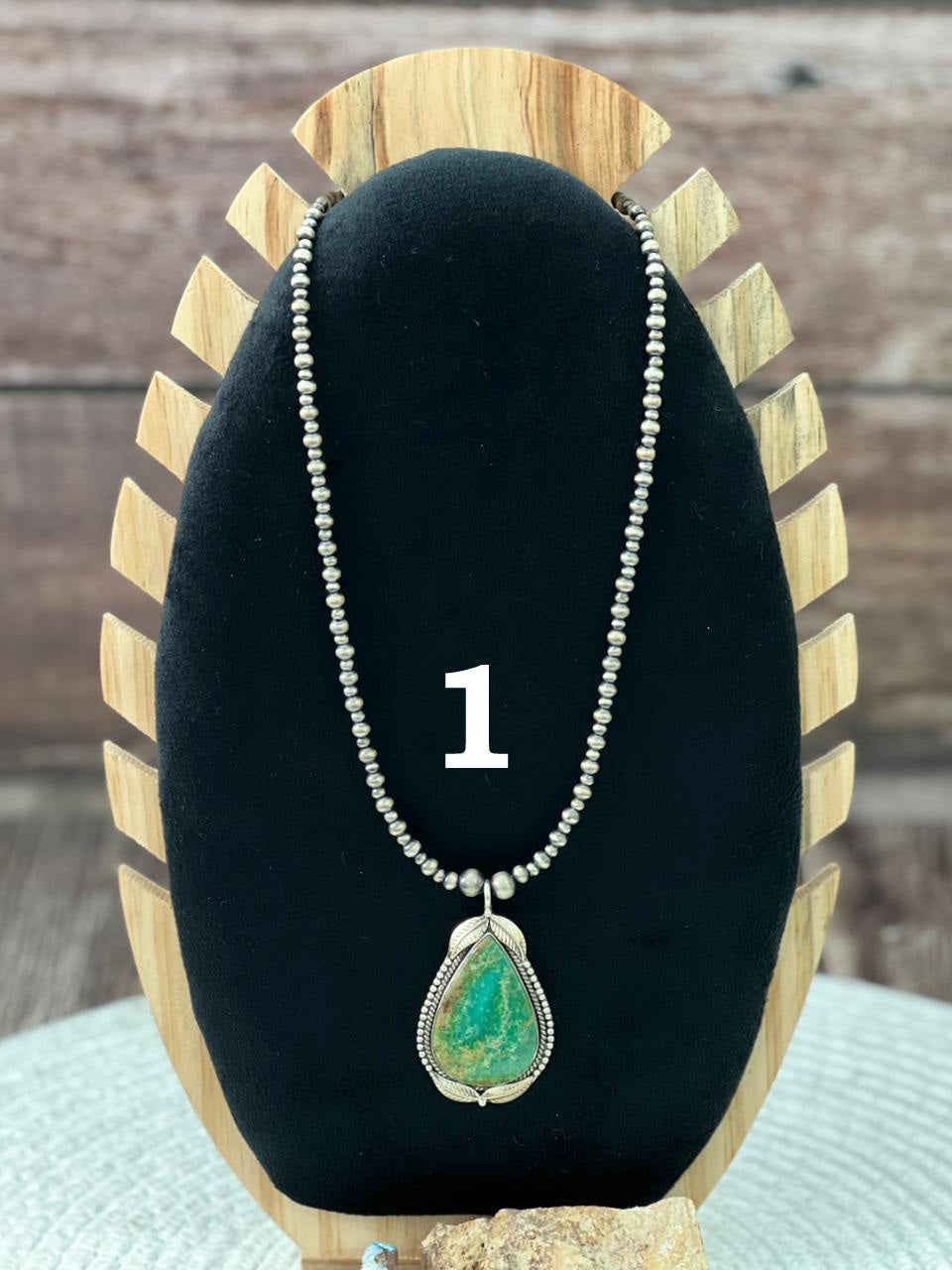 Handmade Sterling Silver Beaded Mantis Turquoise Necklace "Signed Nizhoni"