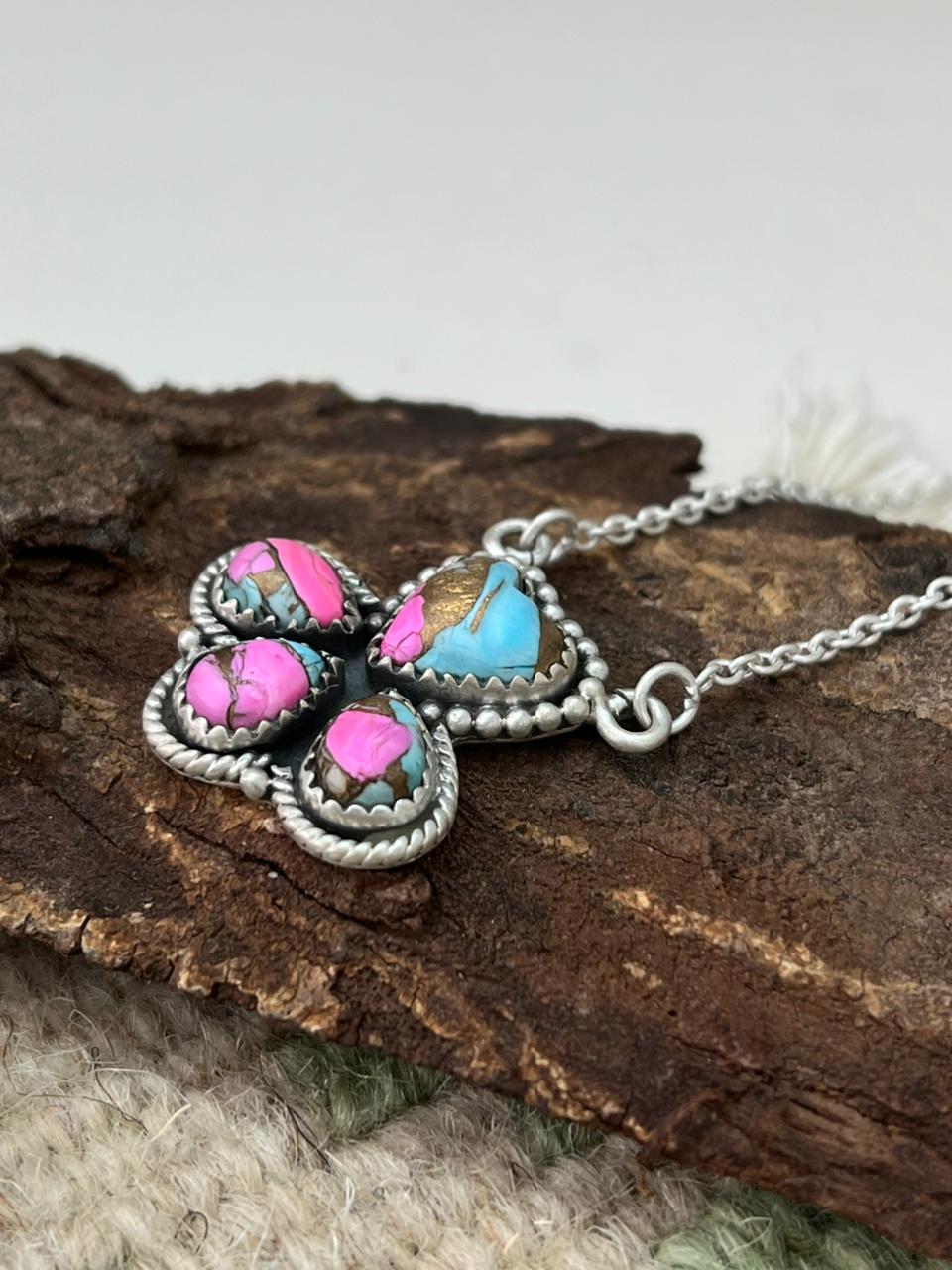 Handmade Sterling Silver Cotton Candy Necklace "Signed Nizhoni"