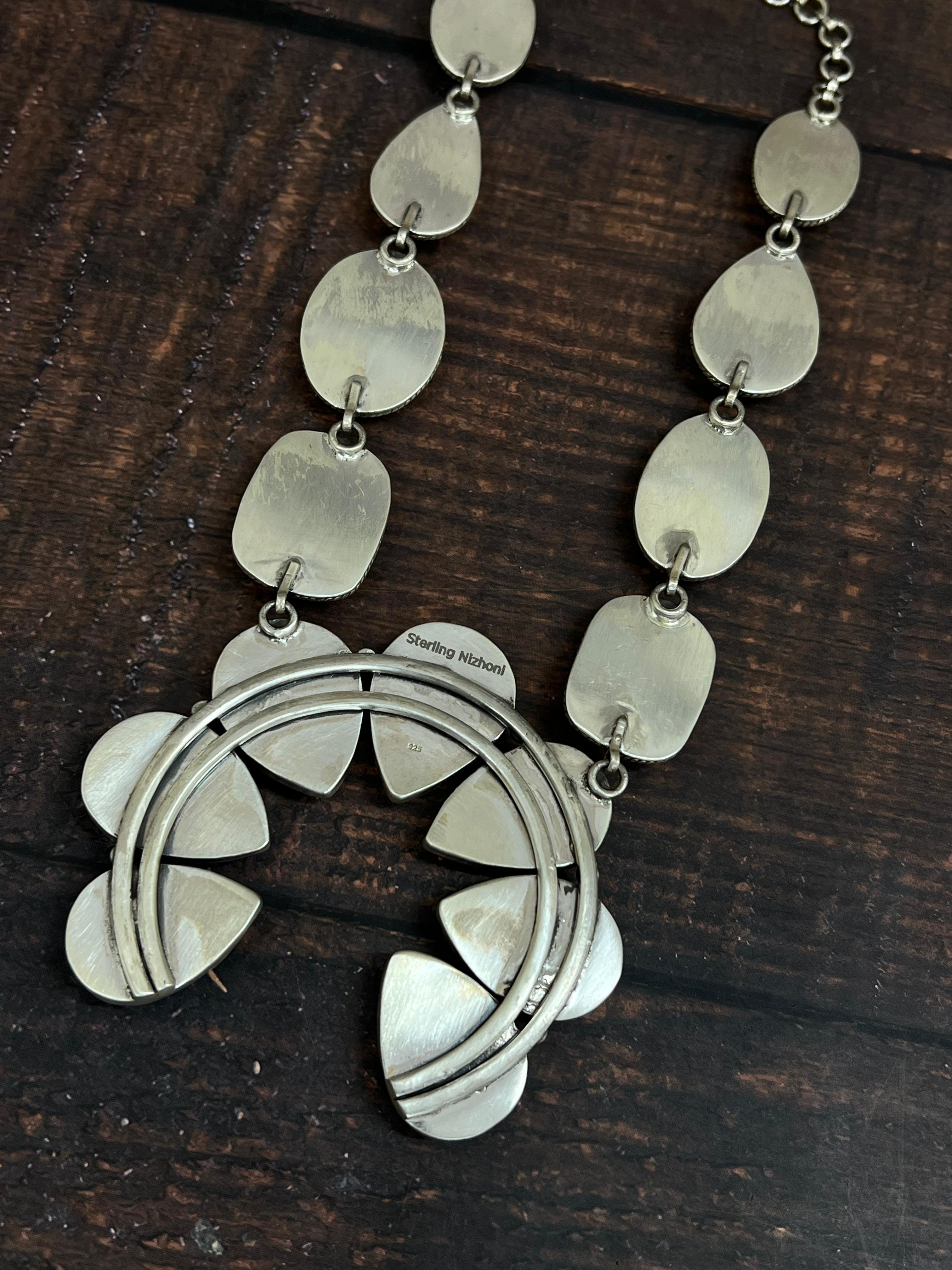 Handmade Sterling Silver Starfox Variscite Necklace Signed Nizhoni