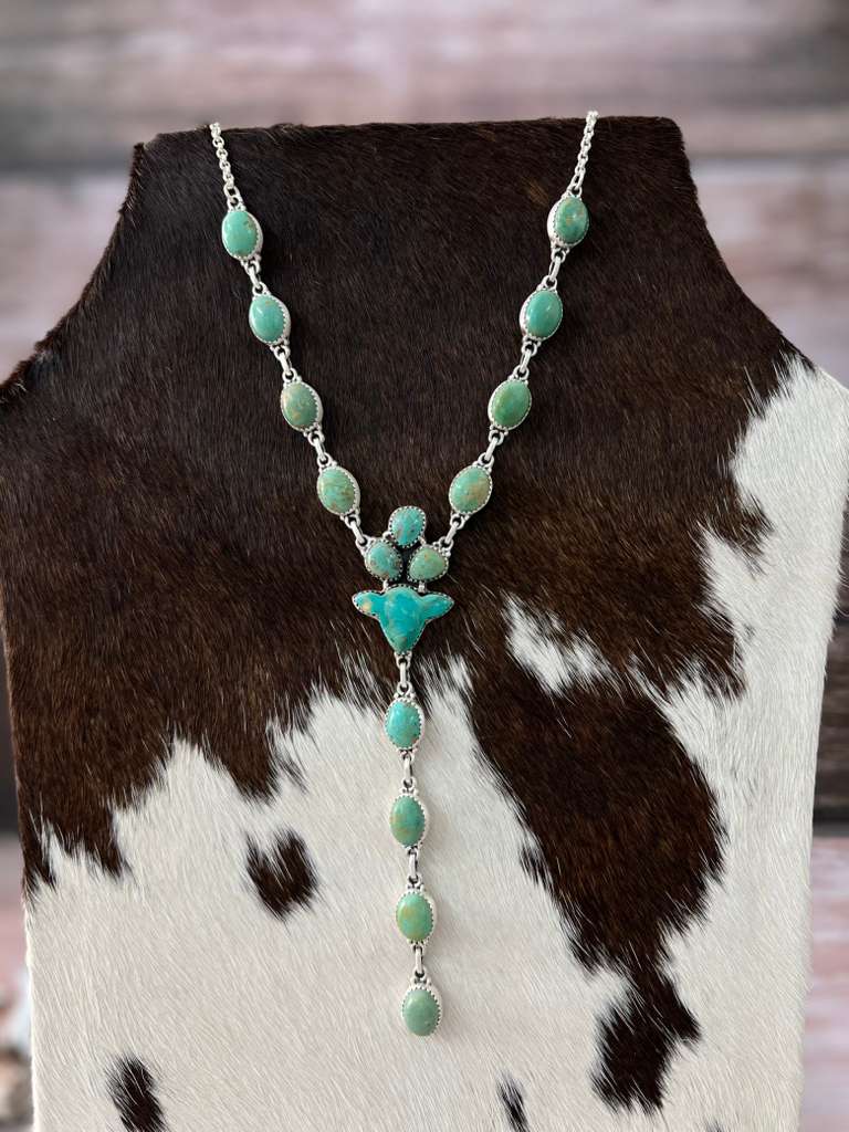 Handmade Sterling Silver Kingman Turquoise Necklace "Signed Nizhoni"