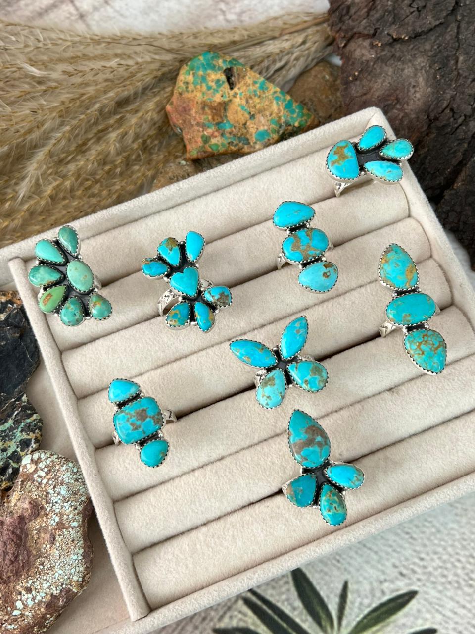 Handmade Sterling Silver Santa Maria Turquoise Adjustable Ring "Signed Nizhoni"