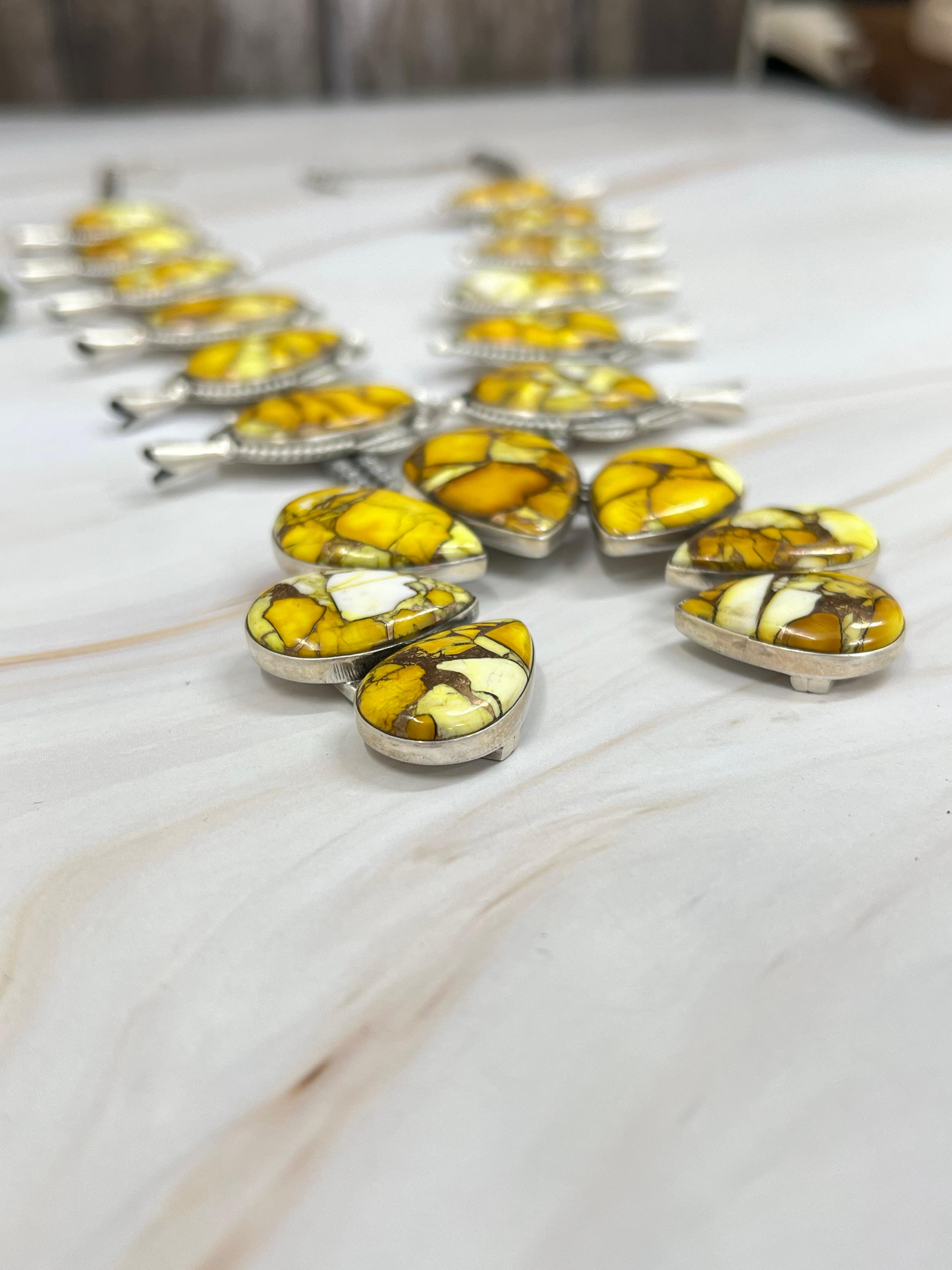 Handmade Sterling Silver Honey Dahlia Necklace with Signed Nizhoni