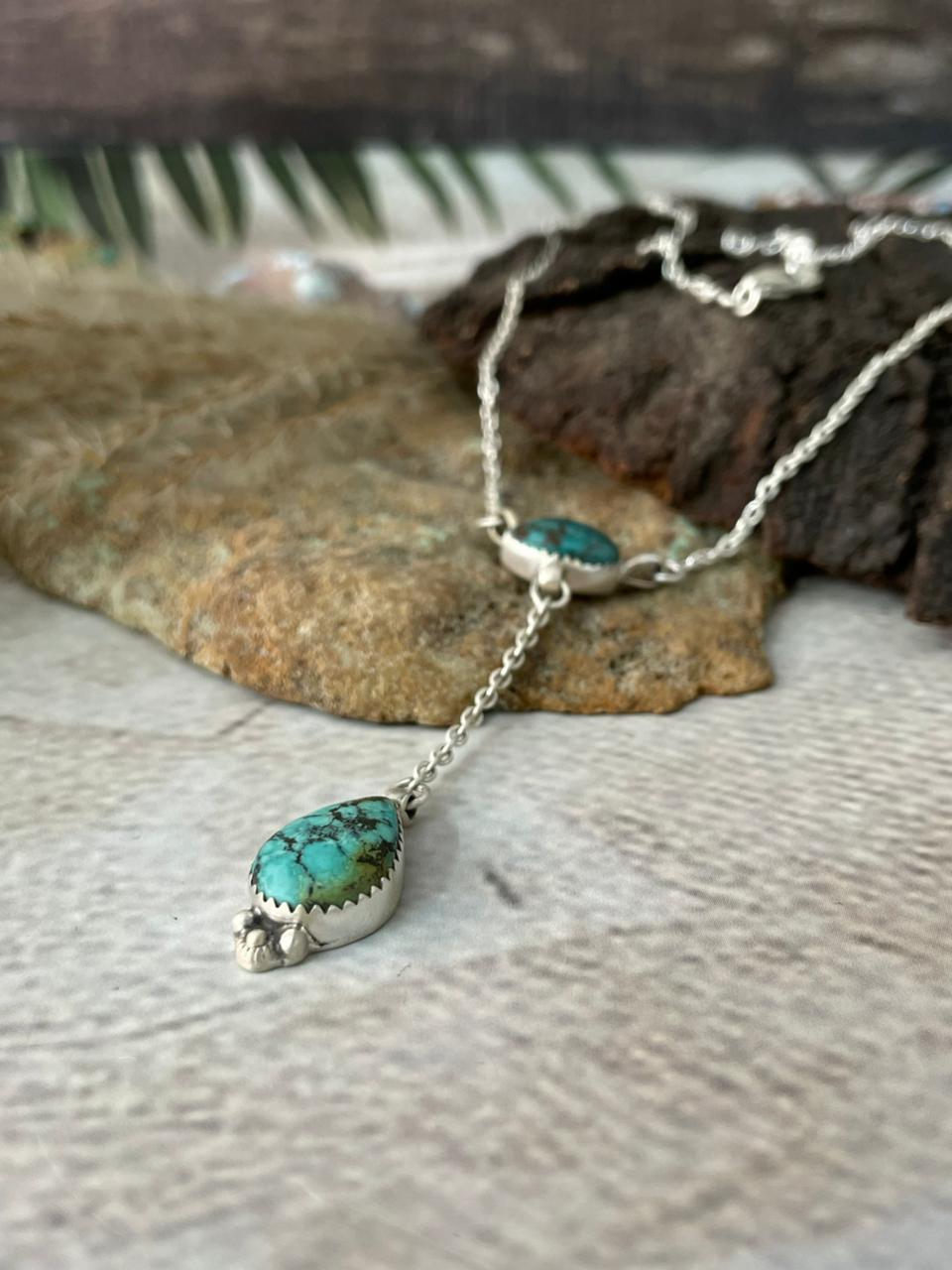 Handmade Sterling Silver Tibetan Turquoise Necklace "Signed Nizhoni"