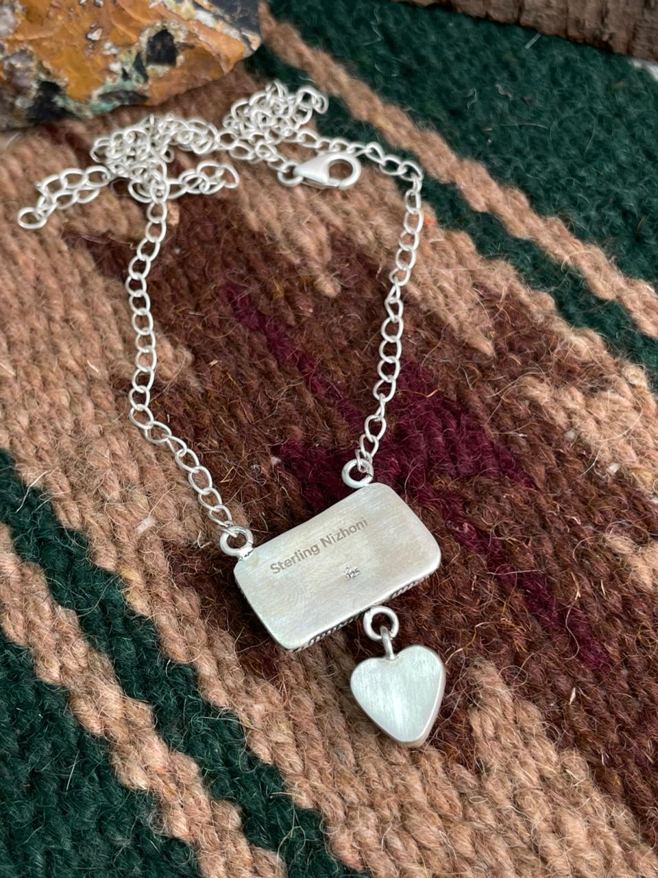 Handmade Sterling Silver White Buffalo Necklace "Signed Nizhoni"