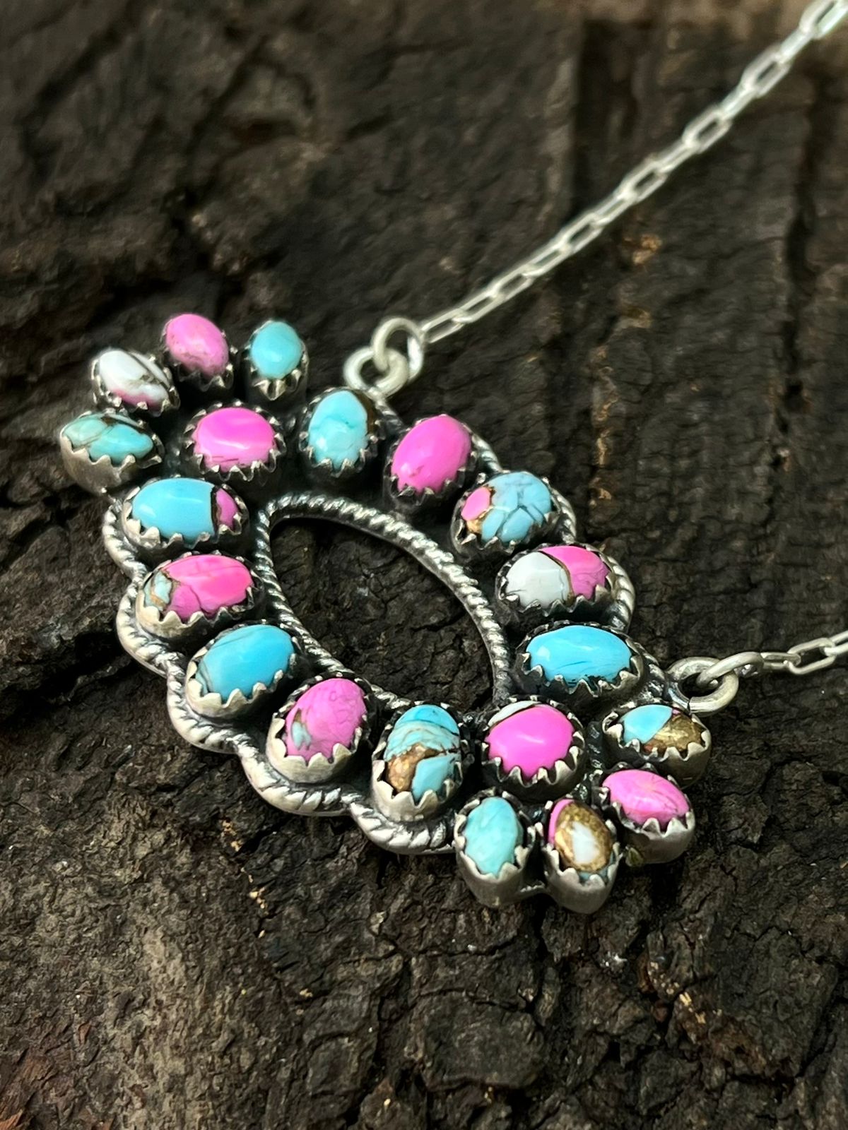 Handmade Sterling Silver Cotton Candy Necklace "Signed Nizhoni"