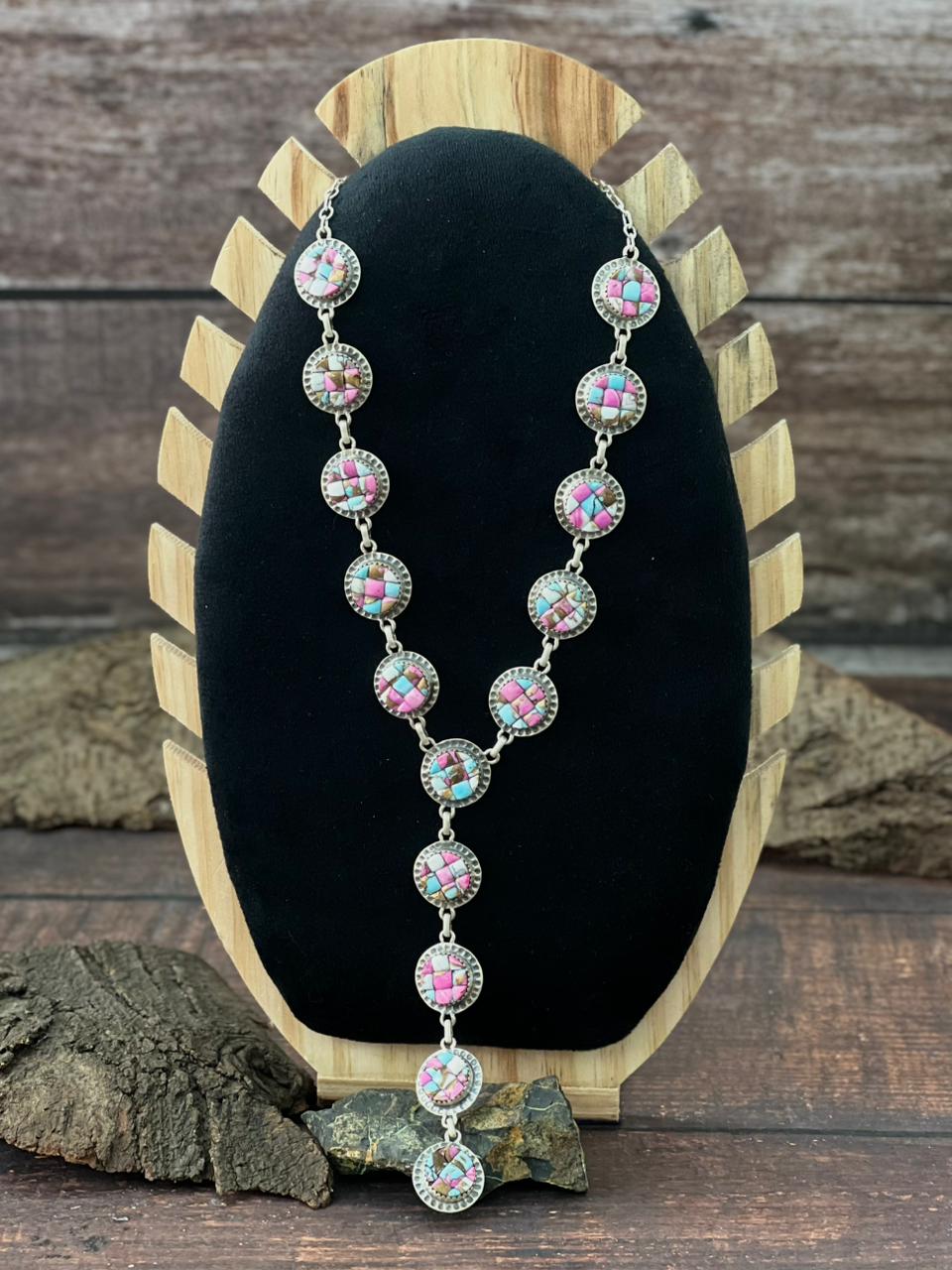 Handmade Sterling Silver Cotton Candy Necklace "Signed Nizhoni"