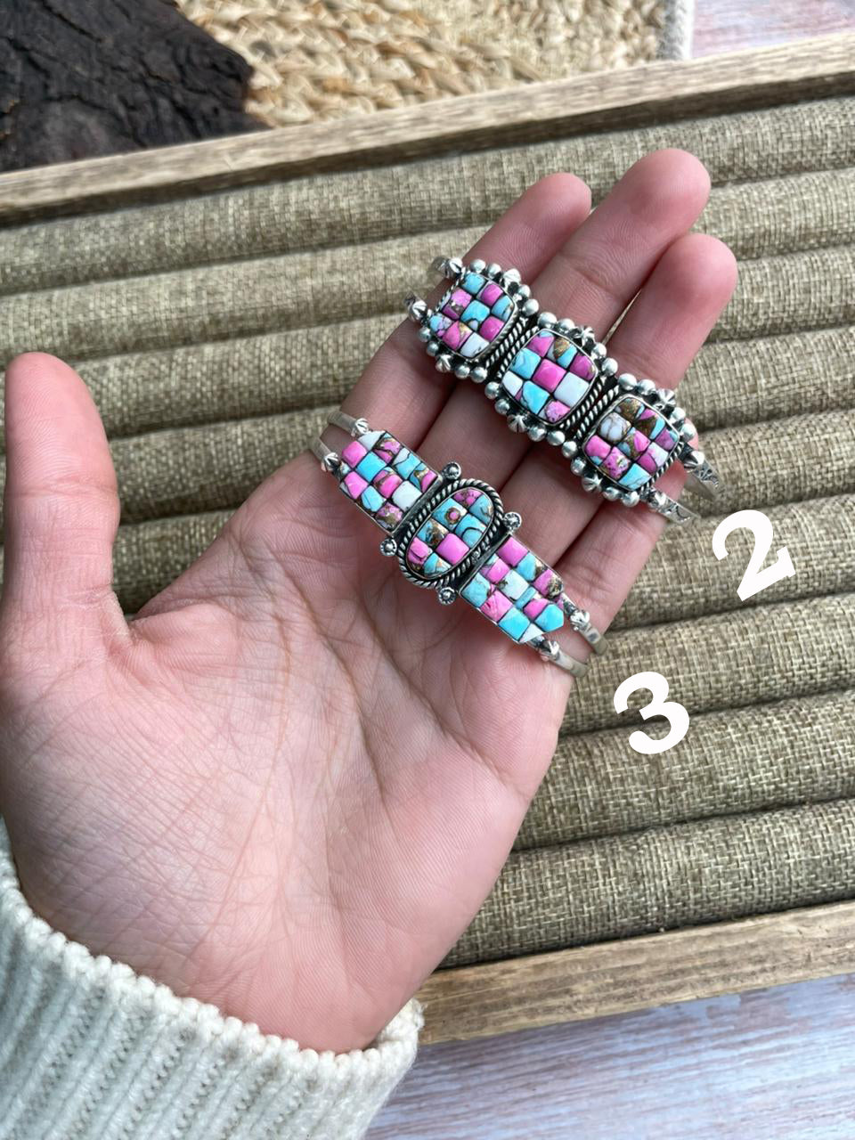 Handmade Sterling Silver Cotton Candy Cuff Bracelet "Signed Nizhoni"