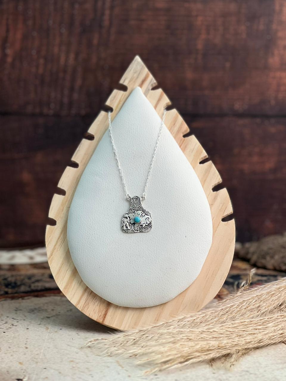 Handmade Sterling Silver Kingman Turquoise Necklace "Signed Nizhoni"