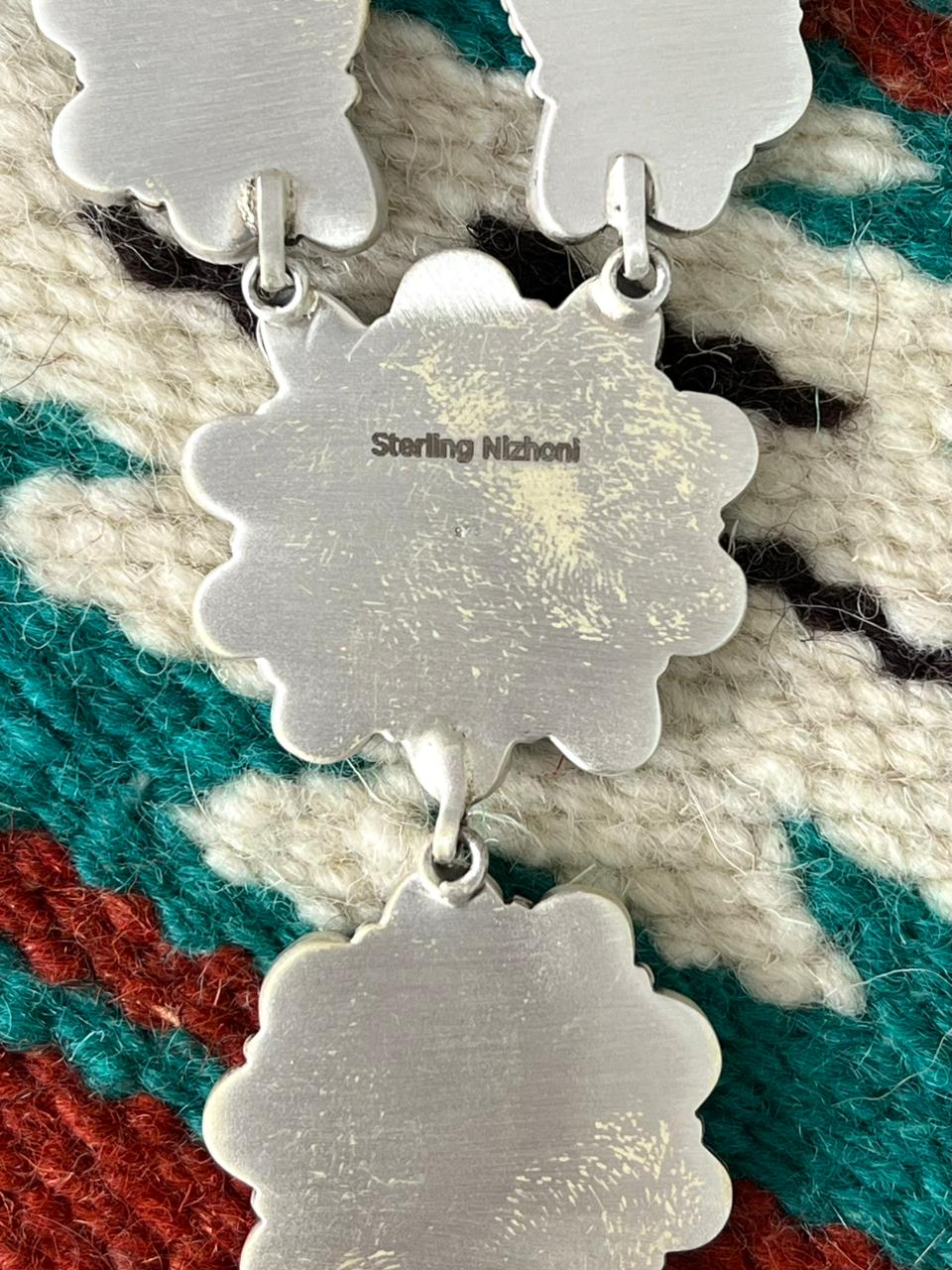 Handmade Sterling Silver Palomino with Golden Hills and Sonoran Mountain Turquoise Necklace "Signed Nizhoni"