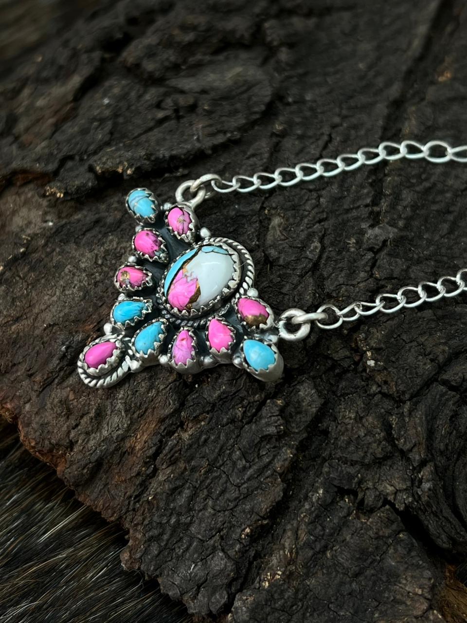 Handmade Sterling Silver Cotton Candy Necklace "Signed Nizhoni" (10)