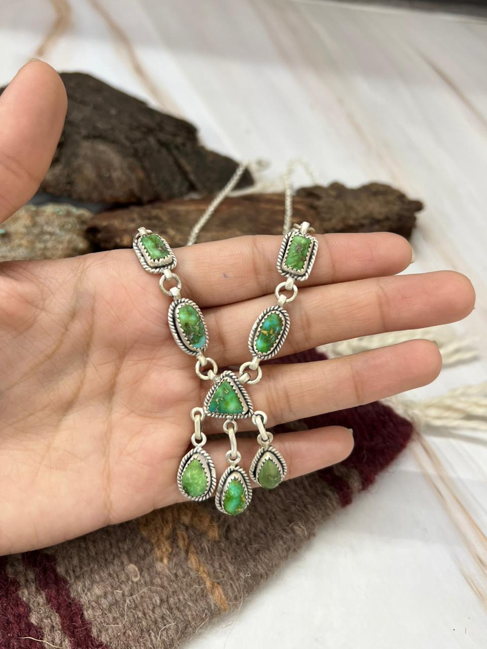 Handmade Sterling Silver Sonoran Mountain Turquoise Necklace "Signed Nizhoni"